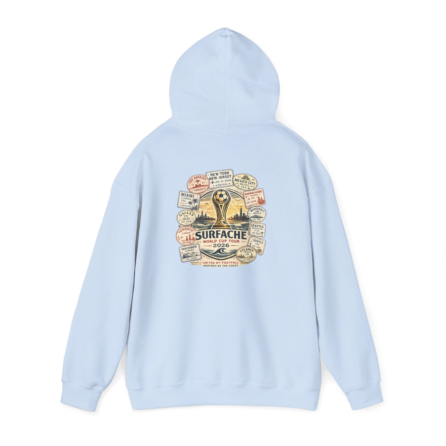 Surfache World Cup Wave Hoodie — Vintage Surf Patch Graphic Hooded Sweatshirt