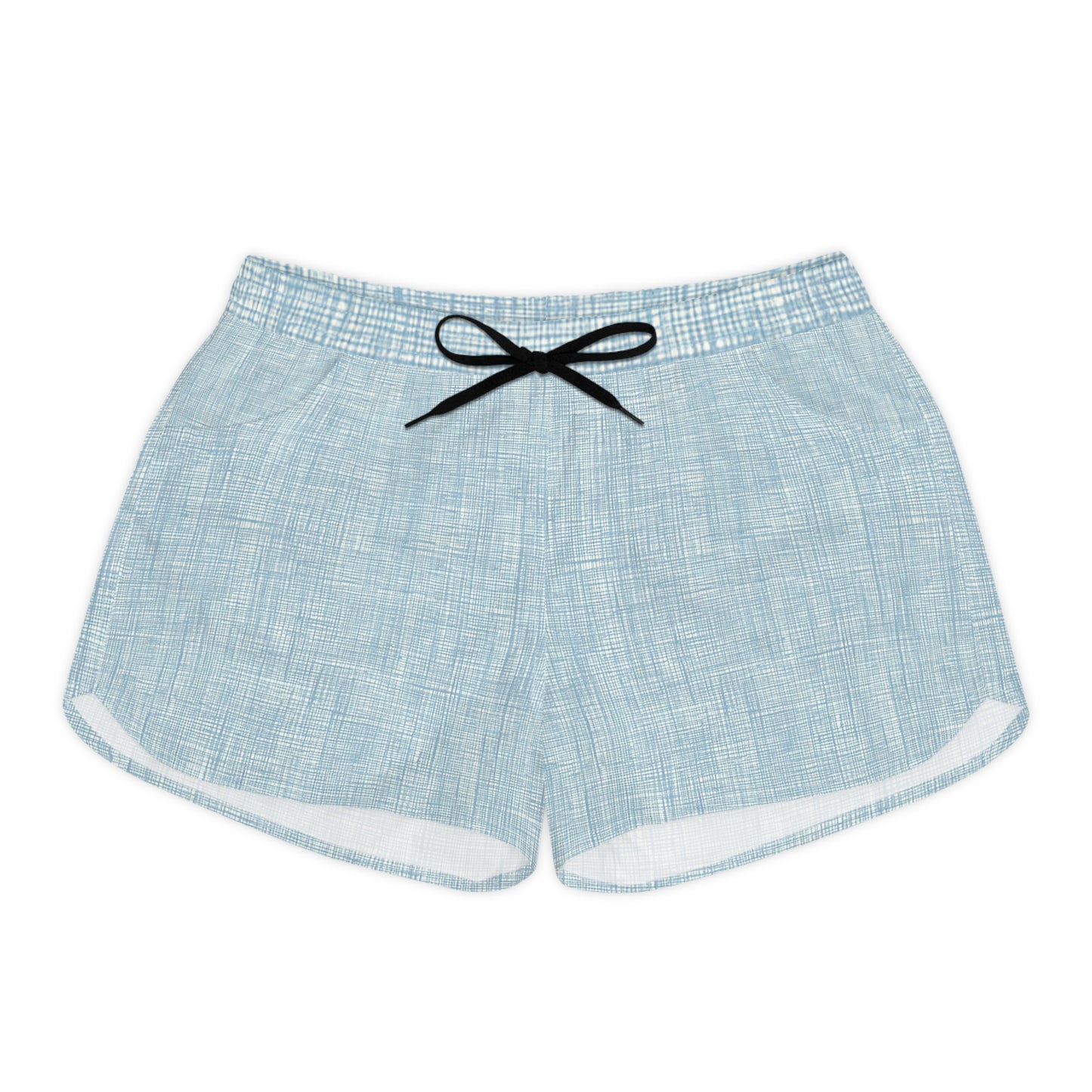 Light Blue Linen-Texture Women's Casual Shorts — Summer Drawstring Lounge Shorts