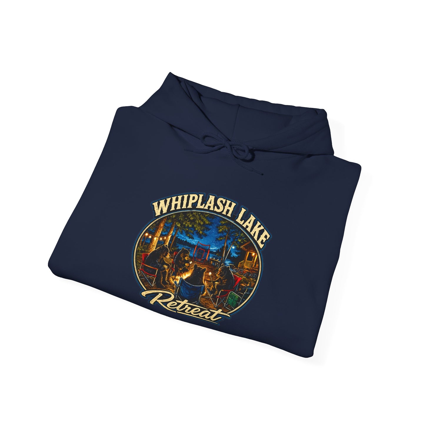 Whiplash Lake Retreat Hoodie — Vintage Cabin Lake Camp Pullover