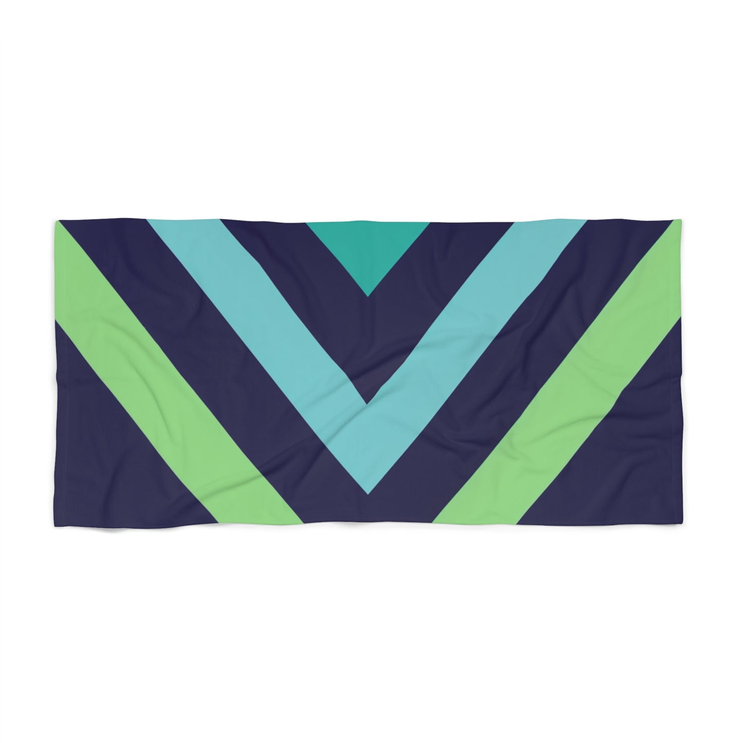 Chevron Stripes Beach Towel — Navy, Teal & Lime Summer Towel