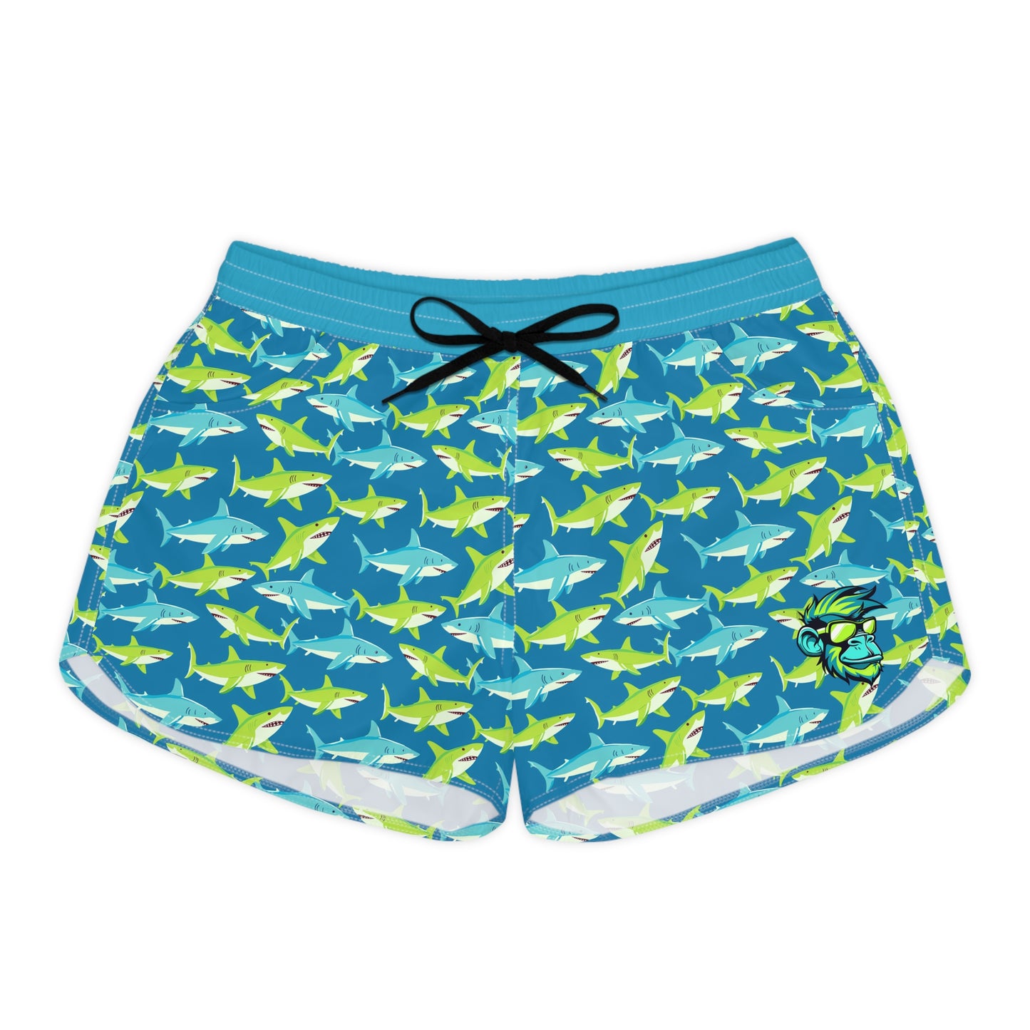 Sharky Mascot Surface Beach Volleyball Club Floral Logo Cover Up Women's Casual Shorts (AOP)