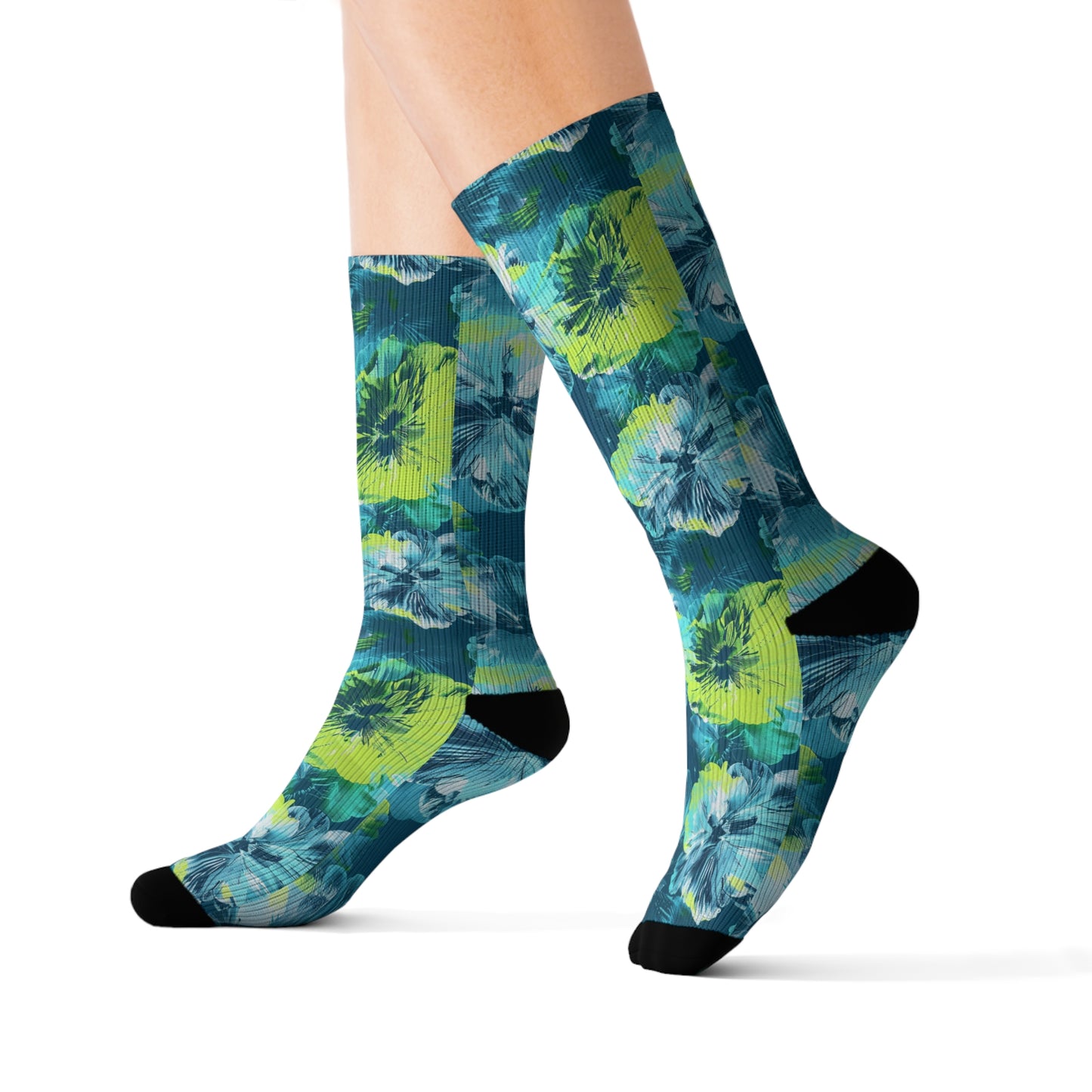 Moda Urbano Hibiscus Breatheable Moisture Wicking Performance Printed Fashion Sublimation Socks