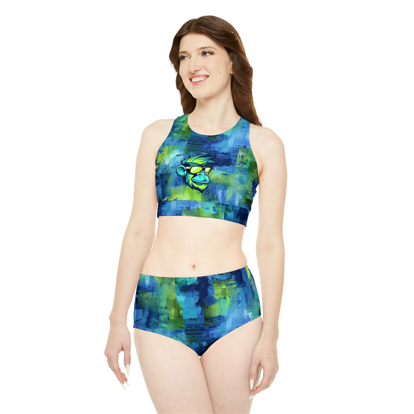 Mascot Surface Beach Volleyball Club Neon Palm Sporty Bikini Set