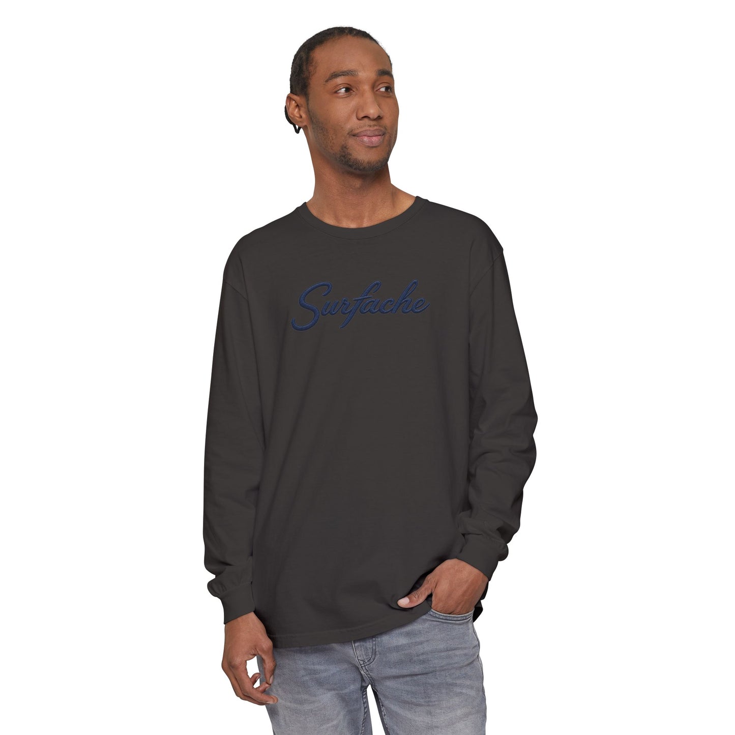 Surfache Long Sleeve T-Shirt — Script Logo Front & Wave Patch Back