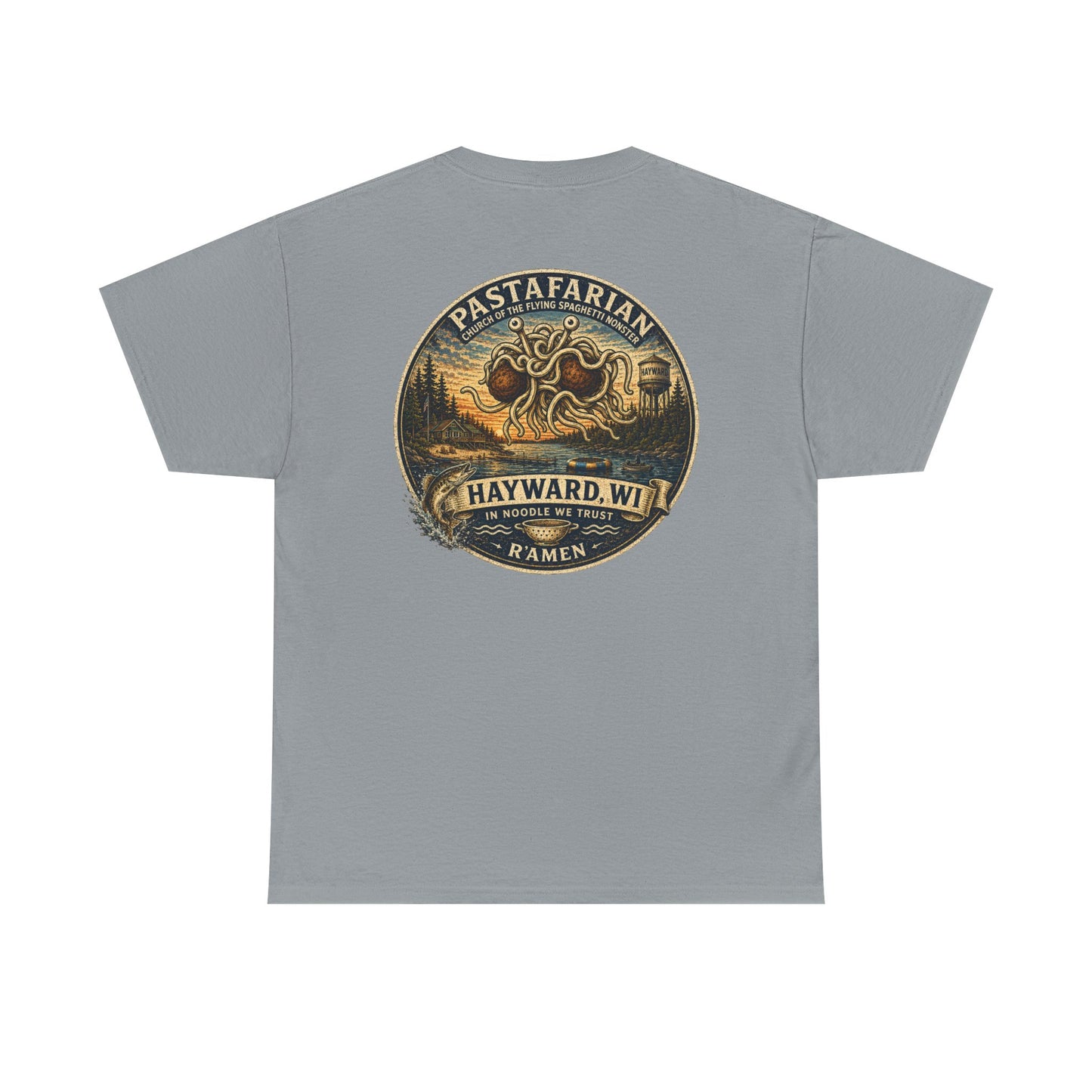 Whiplash Pastafarian T-Shirt — Vintage Hayward, WI Ramen Graphic Tee