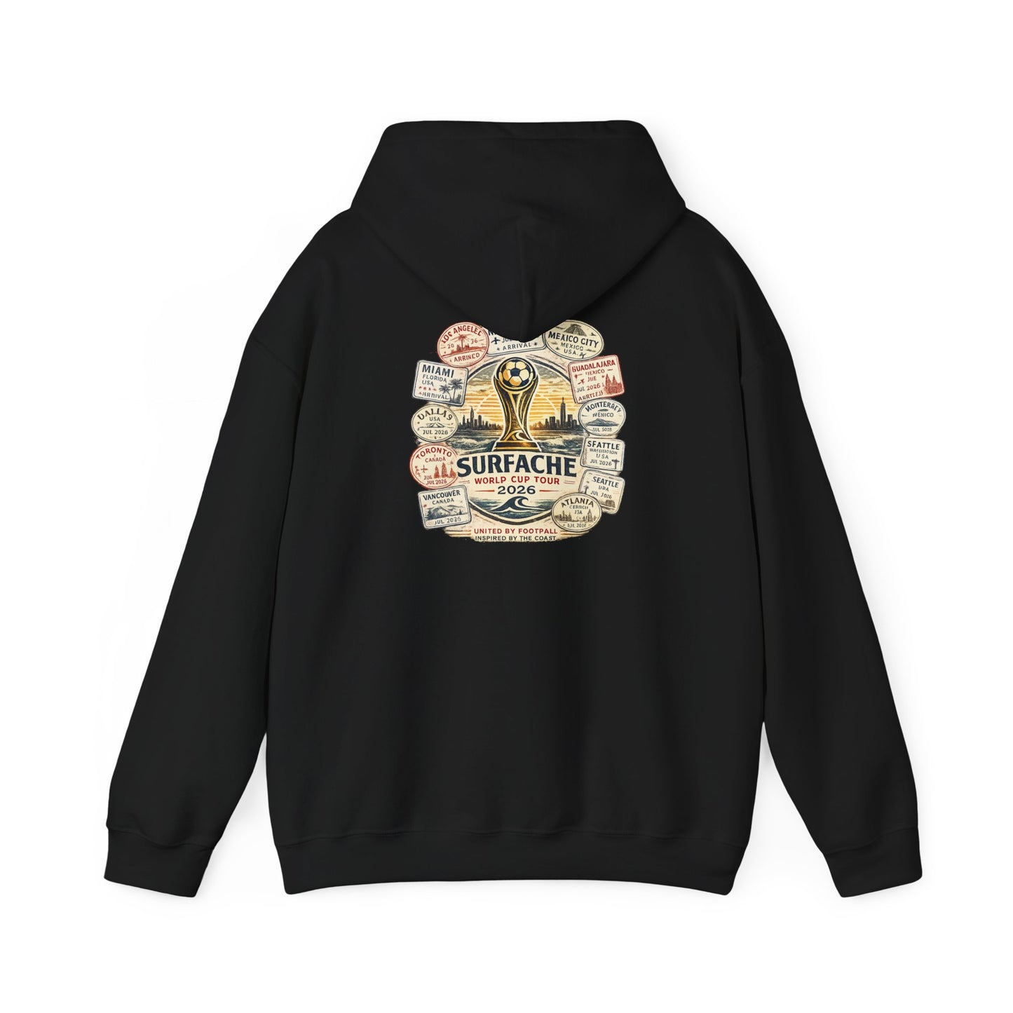 Surfache World Cup Wave Hoodie — Vintage Surf Patch Graphic Hooded Sweatshirt