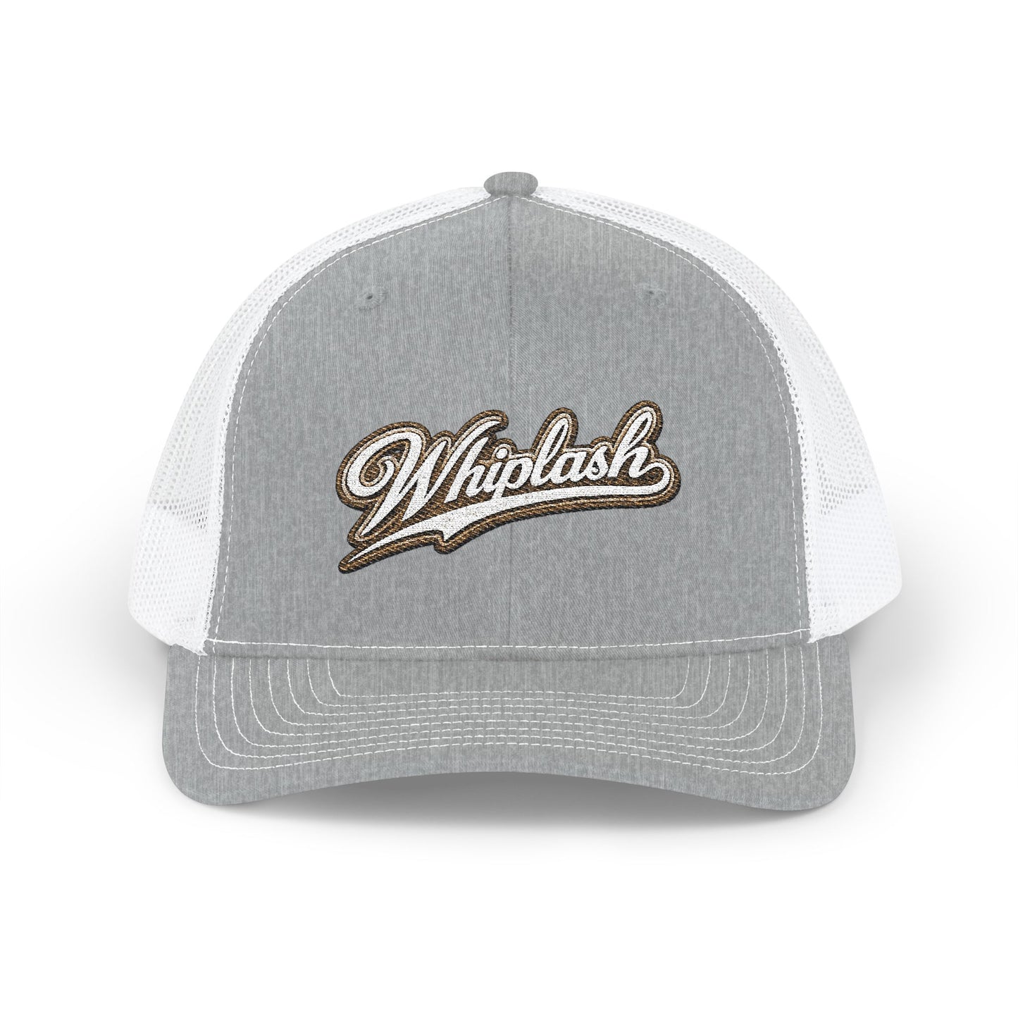 Whiplash Script Snapback Trucker Cap — Retro Baseball Mesh Hat