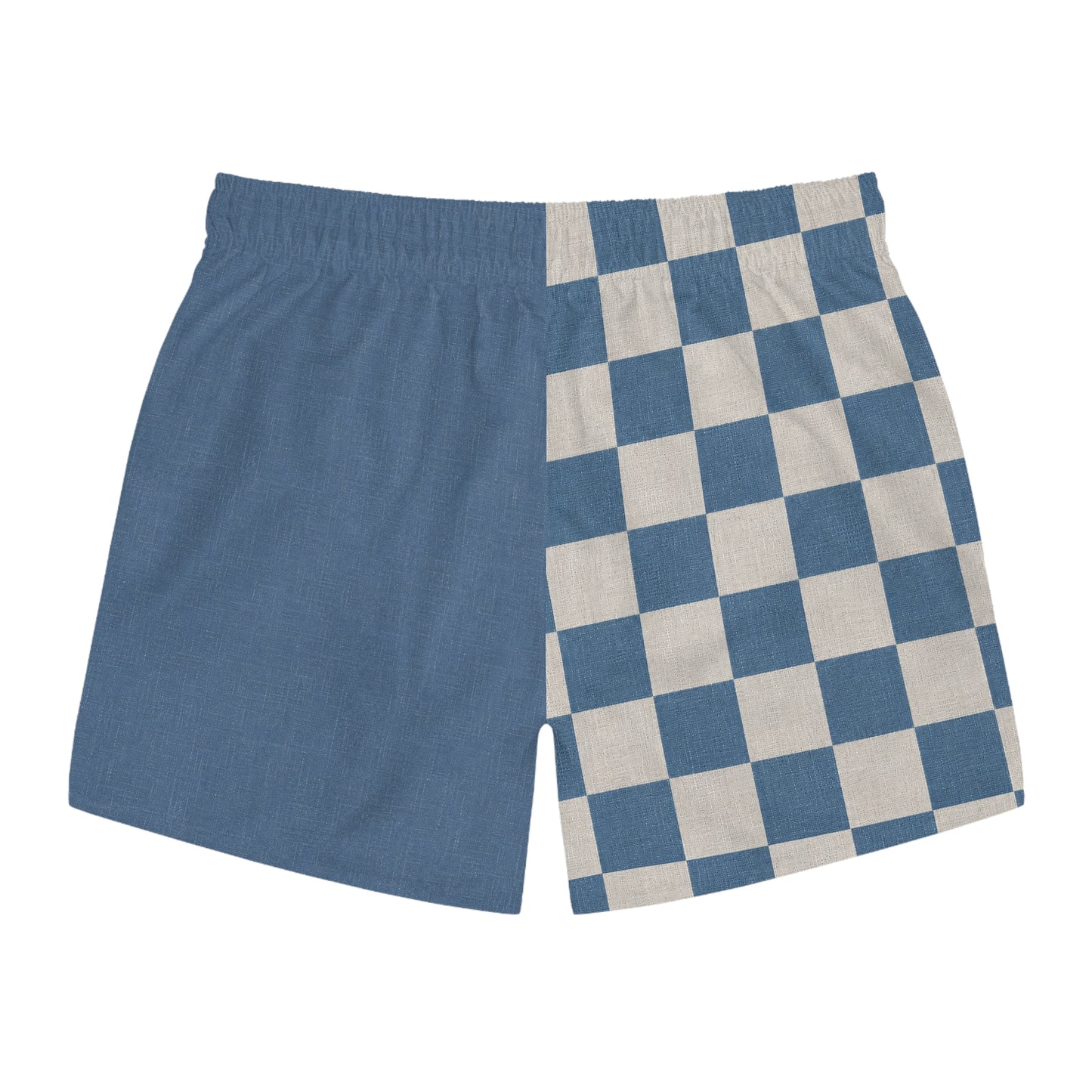 Surfache Club Checkerboard Split Swim Trunks — Retro Surf Logo Swim Shorts