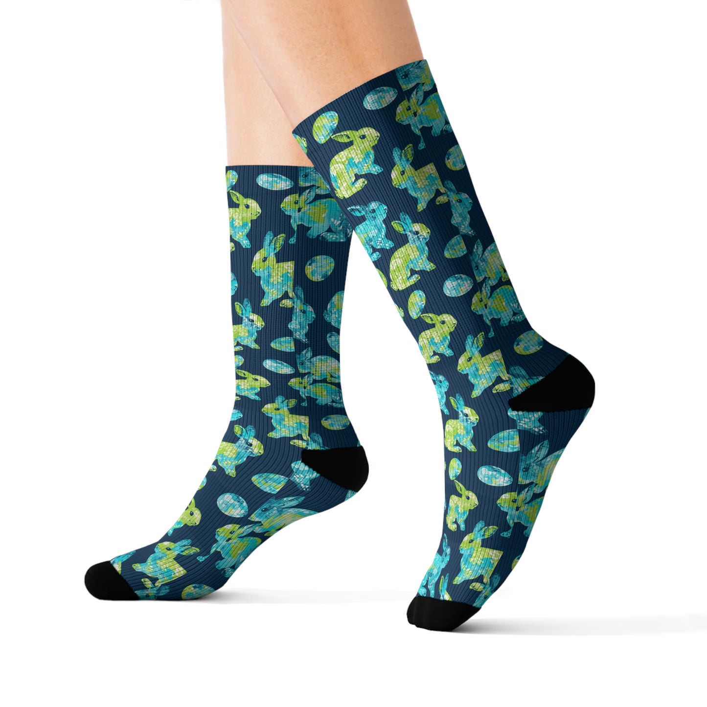 Easter Collection Breatheable Moisture Wicking Performance Printed Fashion Sublimation Socks