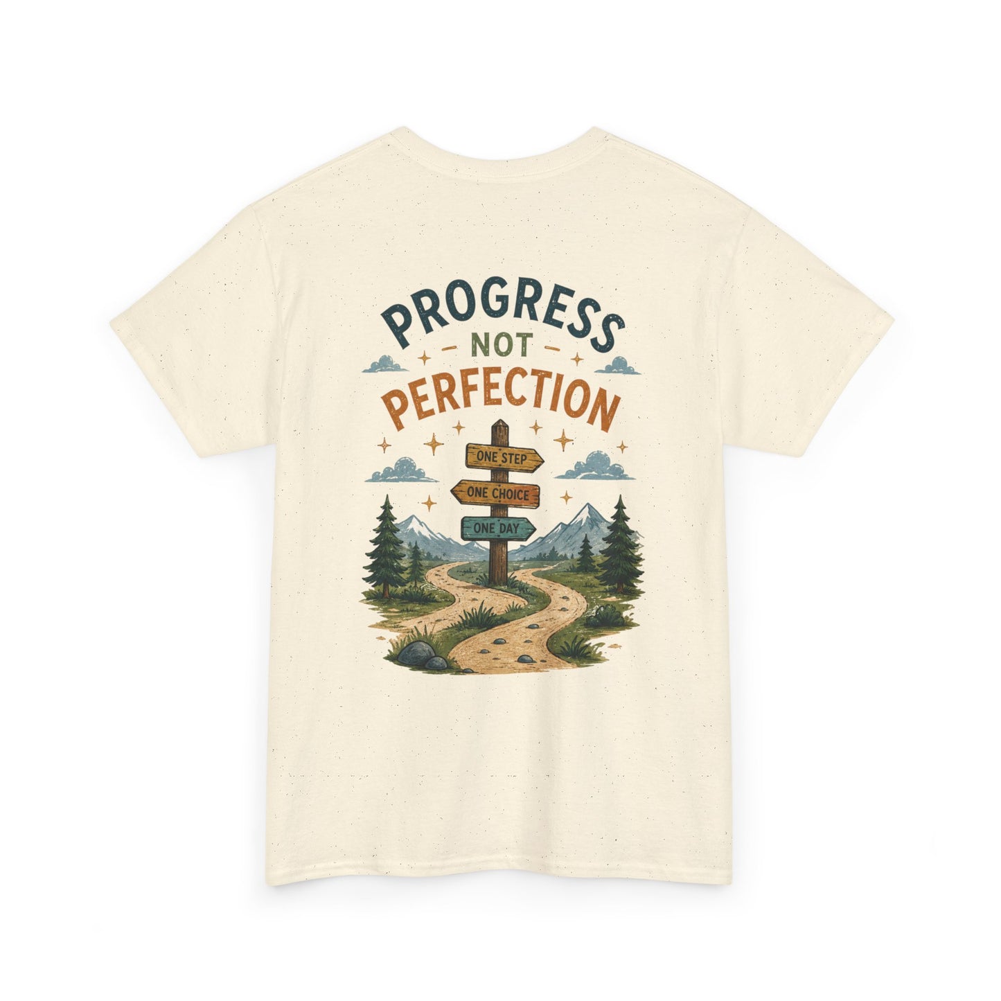 Progress Not Perfection Graphic Tee — Motivational Hiking Signback T‑Shirt