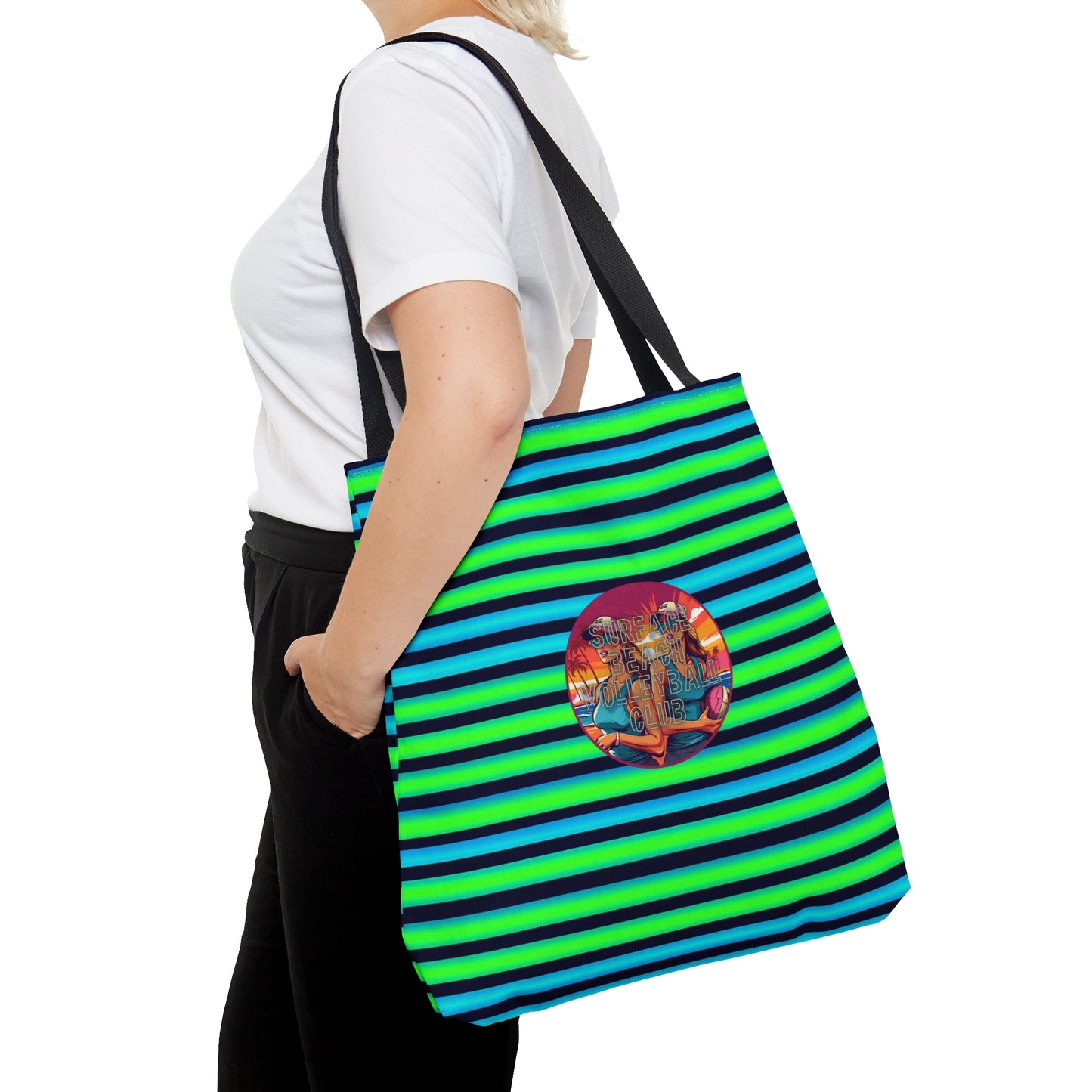 Surface Beach Volleyball Striped Logo Tote Bag (AOP)