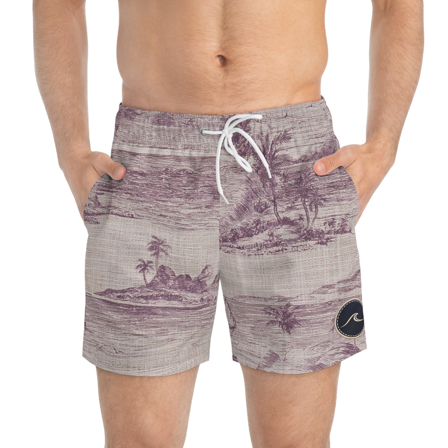 Surfache Vintage Tropical Swim Trunks — Beach Palm  Shorts