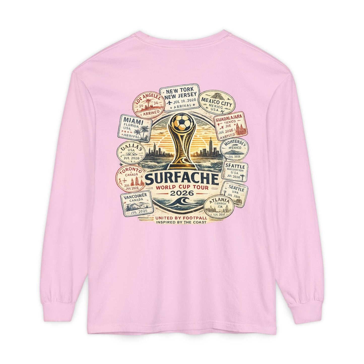 Surfache Passport Edition World Cup Tour Long Sleeve Tee — Soccer Travel Graphic