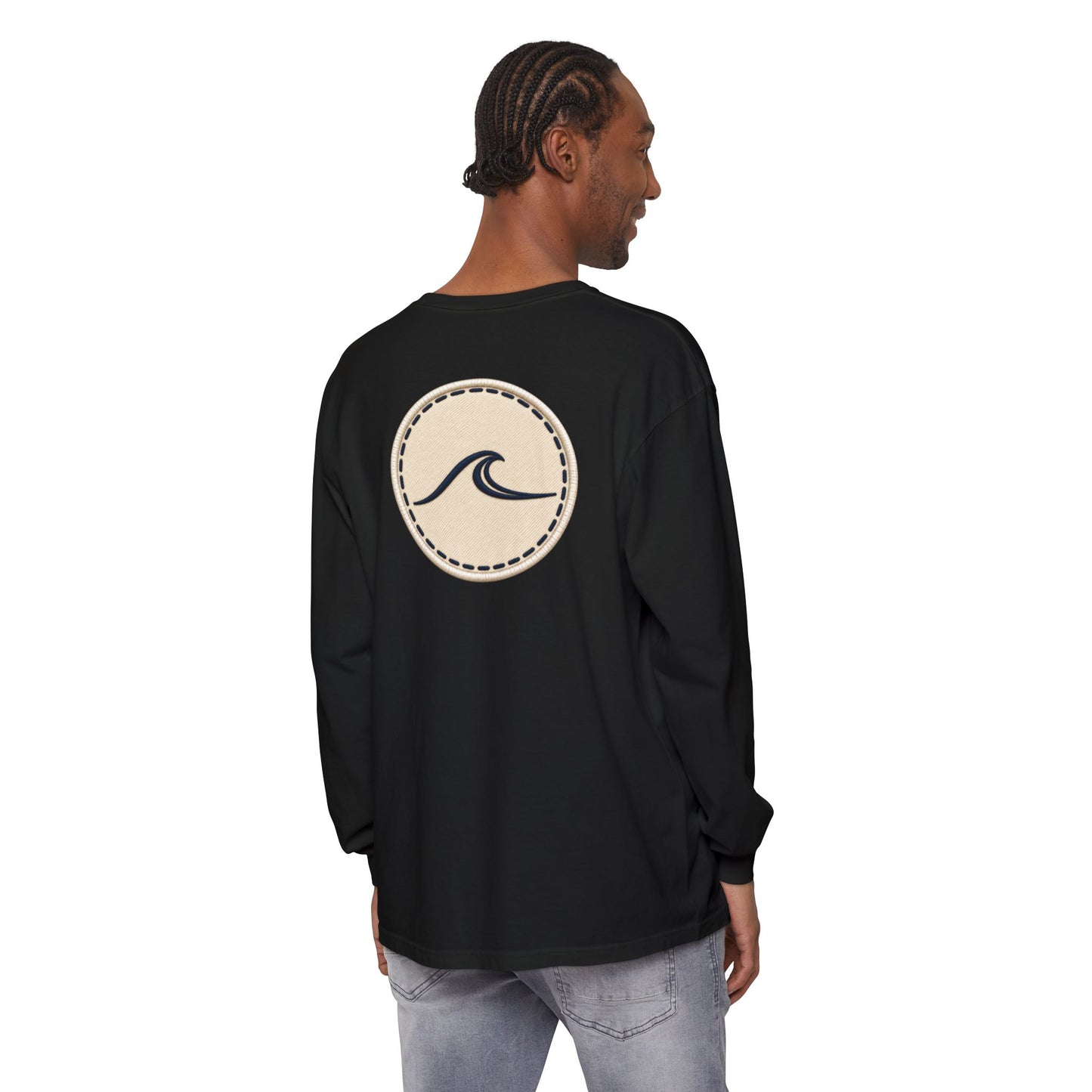 Surfache Long Sleeve T-Shirt — Script Logo Front & Wave Patch Back