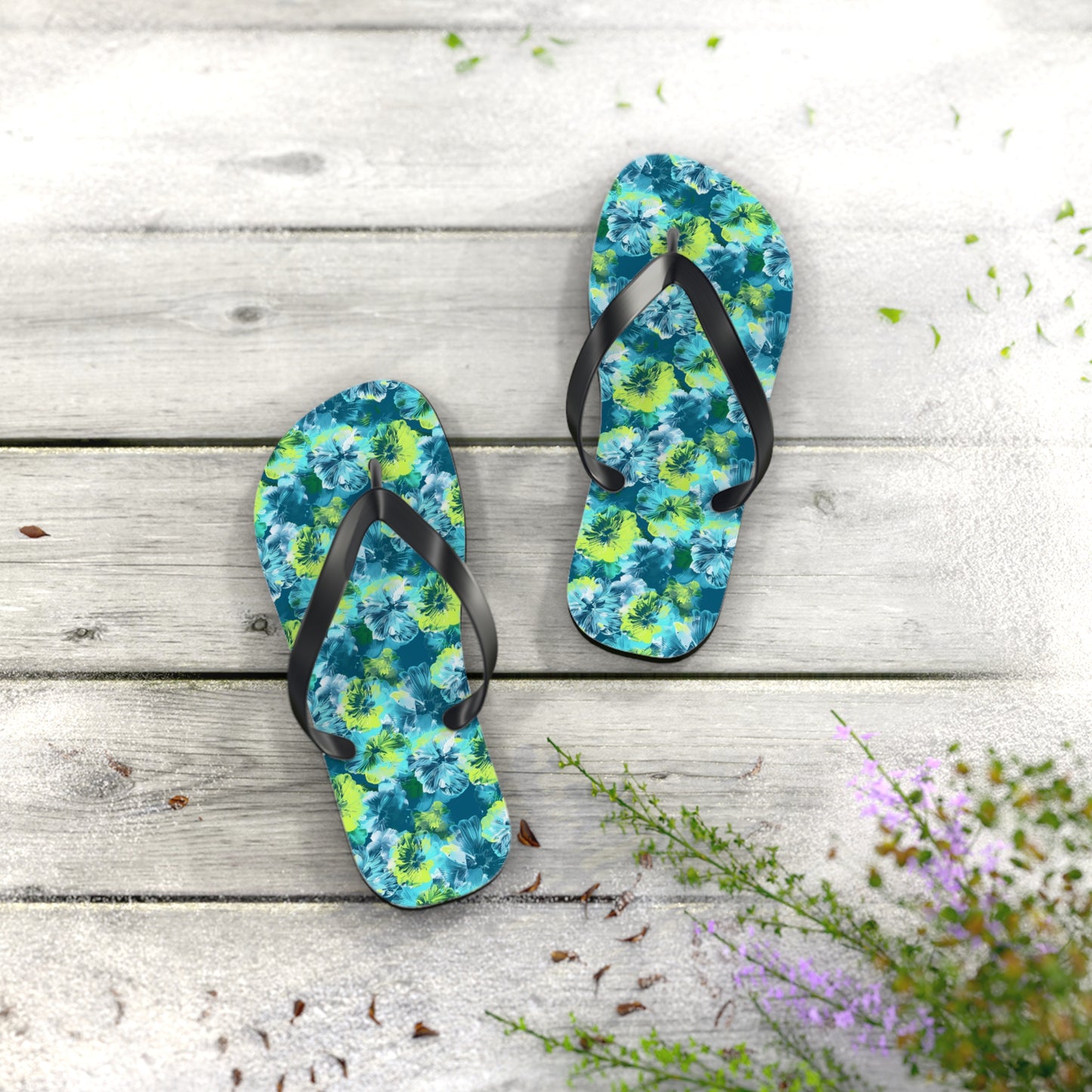 Floral Surface Beach Volleyball Club Designer Flip Flops