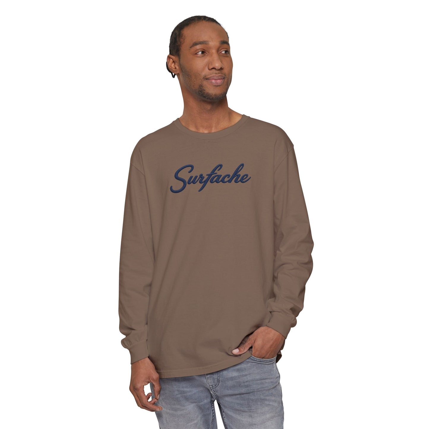 Surfache Long Sleeve T-Shirt — Script Logo Front & Wave Patch Back