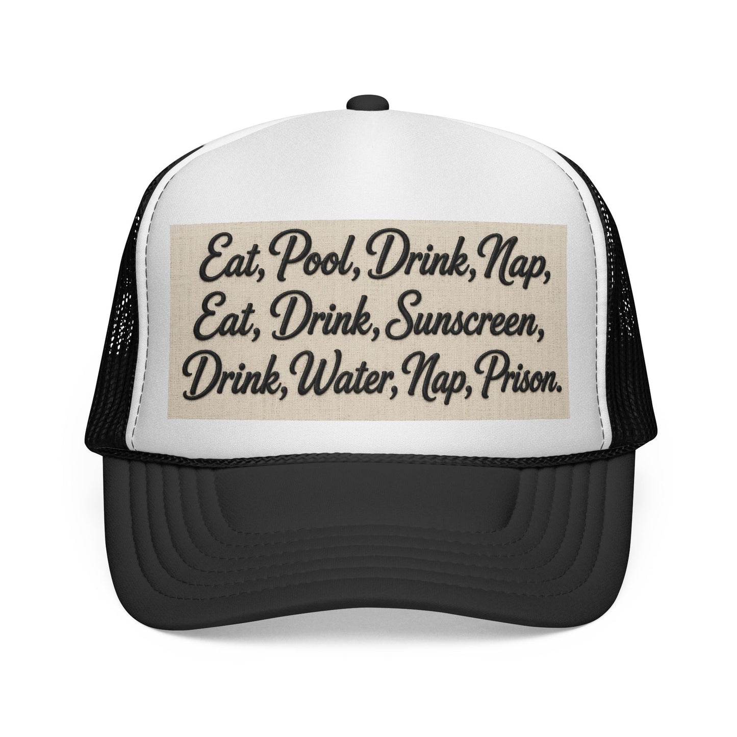 Surfache Trucker Cap - "Eat, Pool, Drink, Nap..." Funny Summer Routine Mesh Hat
