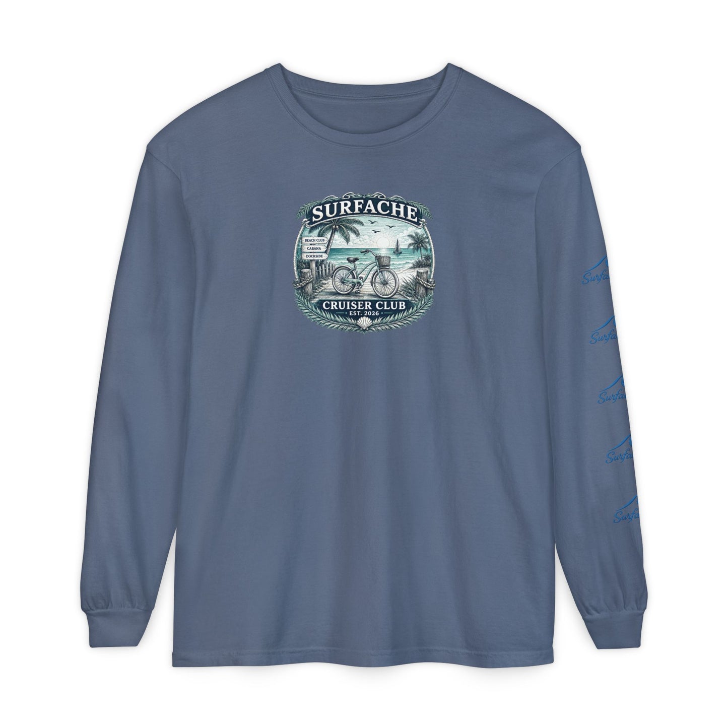 Surfache Cruiser Club Long Sleeve T-Shirt — Bike & Beach Graphic