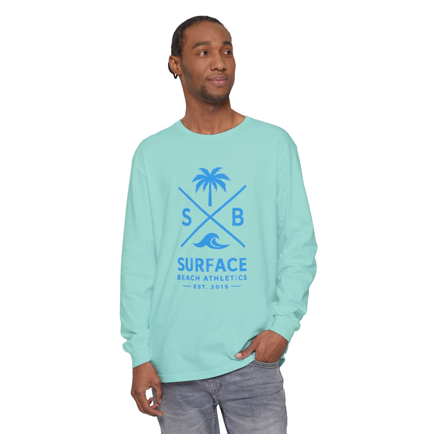Surface Beach Athletics Long Sleeve Tee — Palm & Wave Graphic Shirt