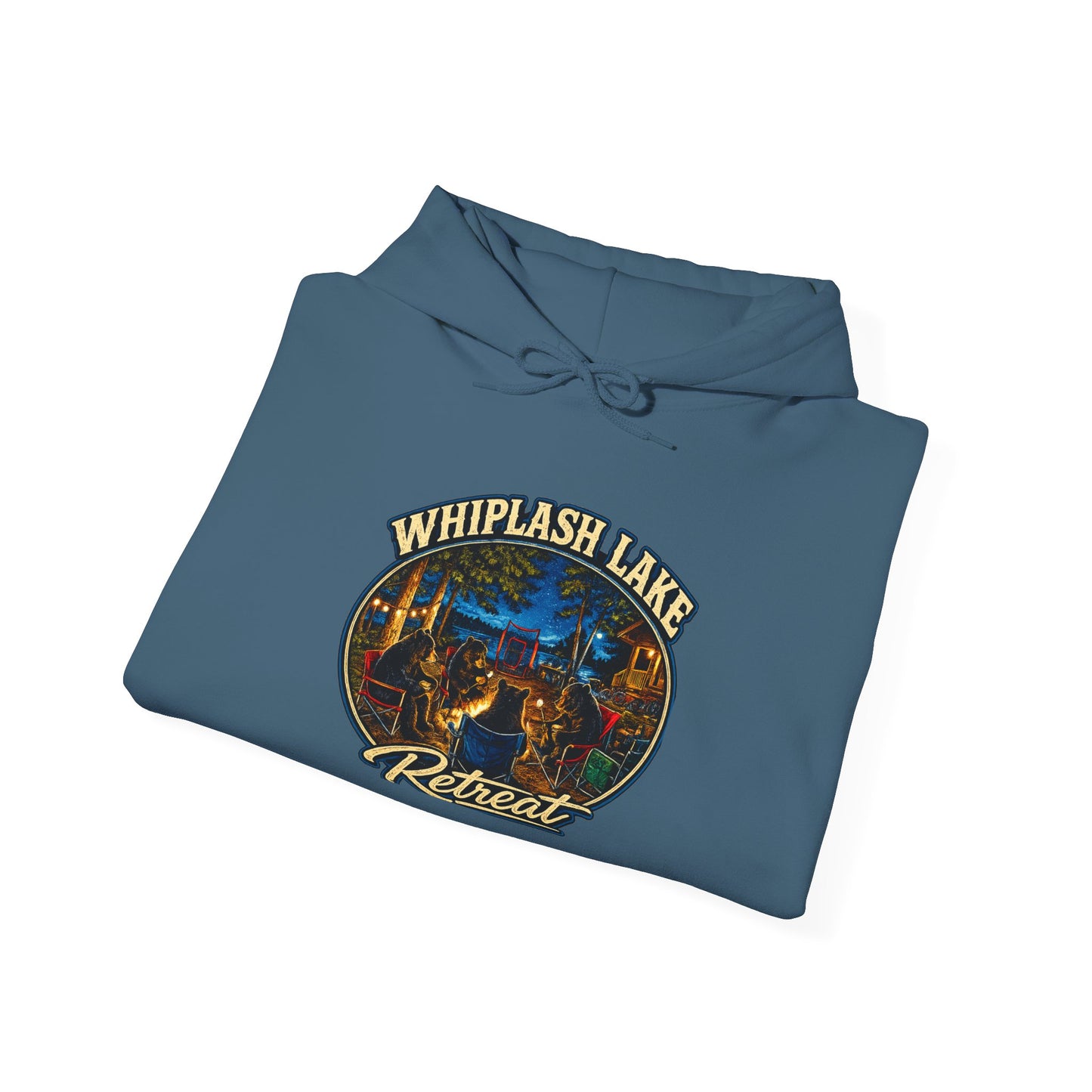 Whiplash Lake Retreat Hoodie — Vintage Cabin Lake Camp Pullover