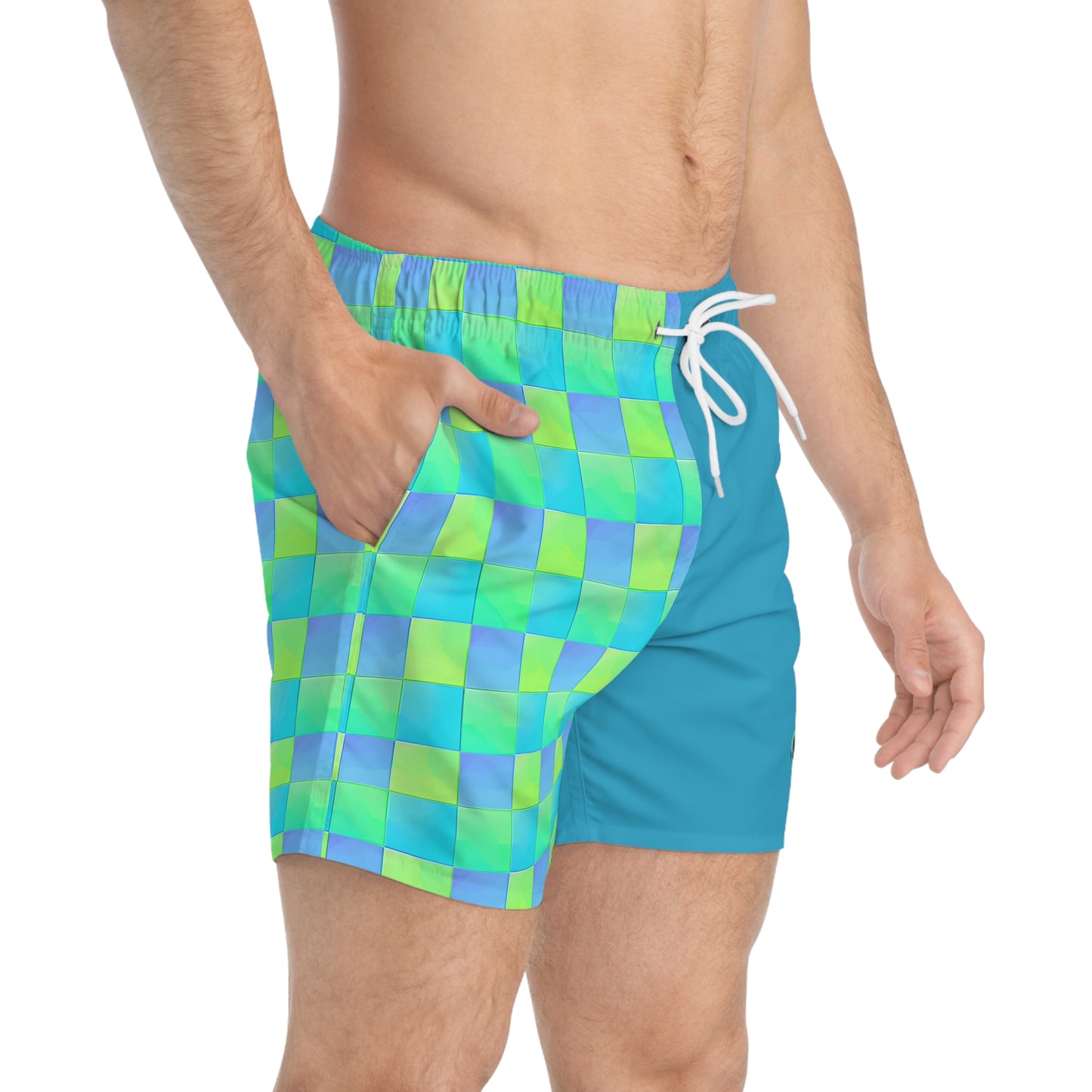 Checkered Icon Color Block Surface Beach Volleyball Club Modern Swim Trunks