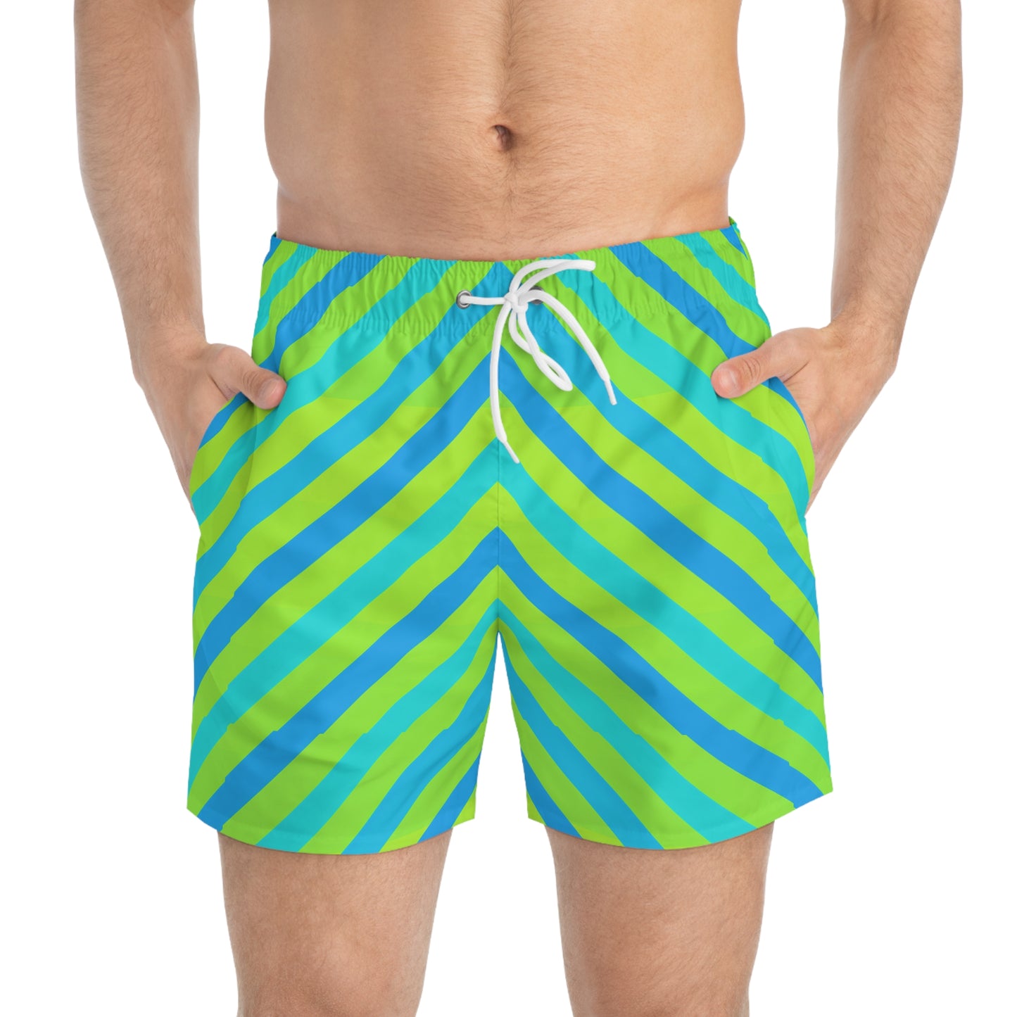 Moda Urbano Striped Modern Swim Trunk Volleys