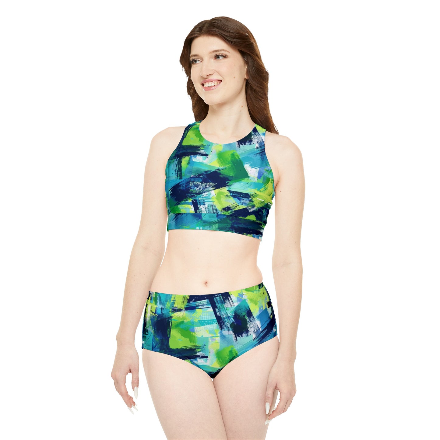 Surface Beach Volleyball Club Neon Palm Sporty Bikini Set