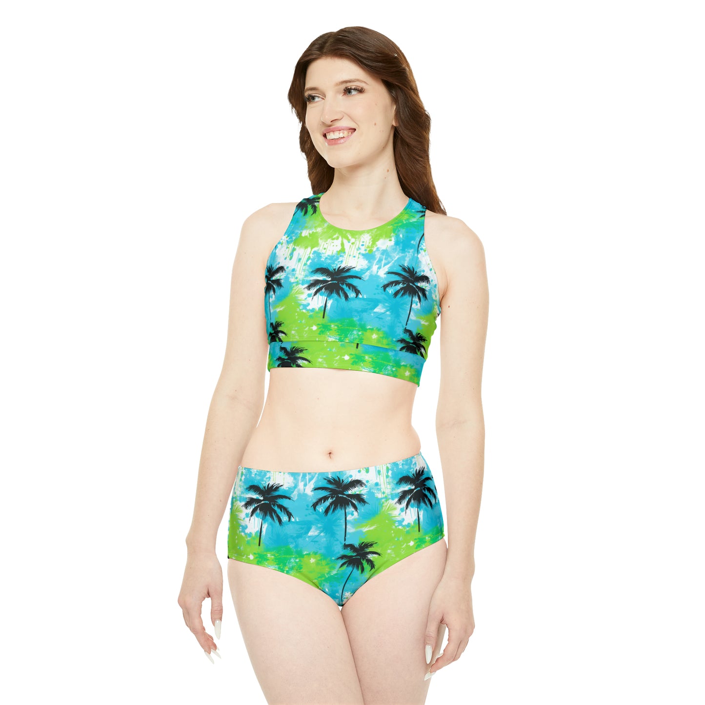 Surface Beach Volleyball Club Neon Palm Sporty Bikini Set