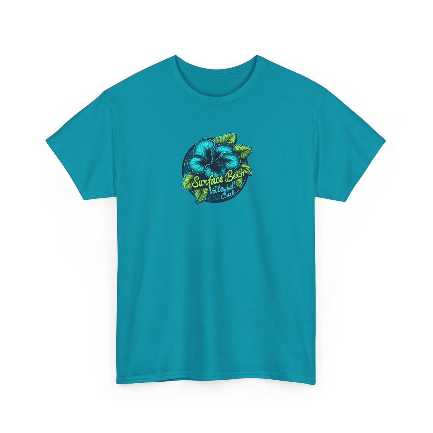 Hibiscus Icon Surface Beach Volleyball Club Unisex Heavy Cotton Tee