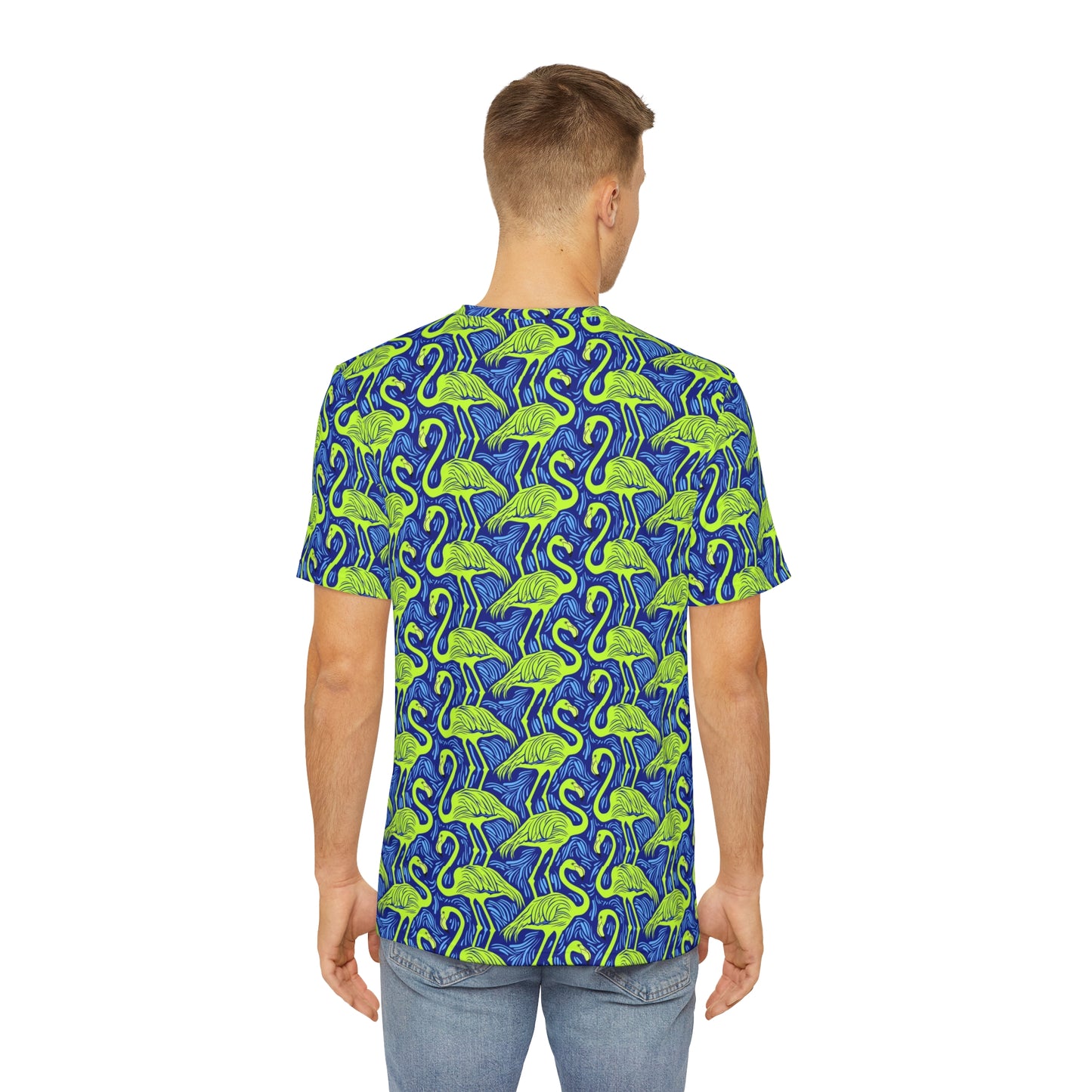 Flamingo Party Mascot Surface Beach Volleyball Club Men's Polyester Tee (AOP)