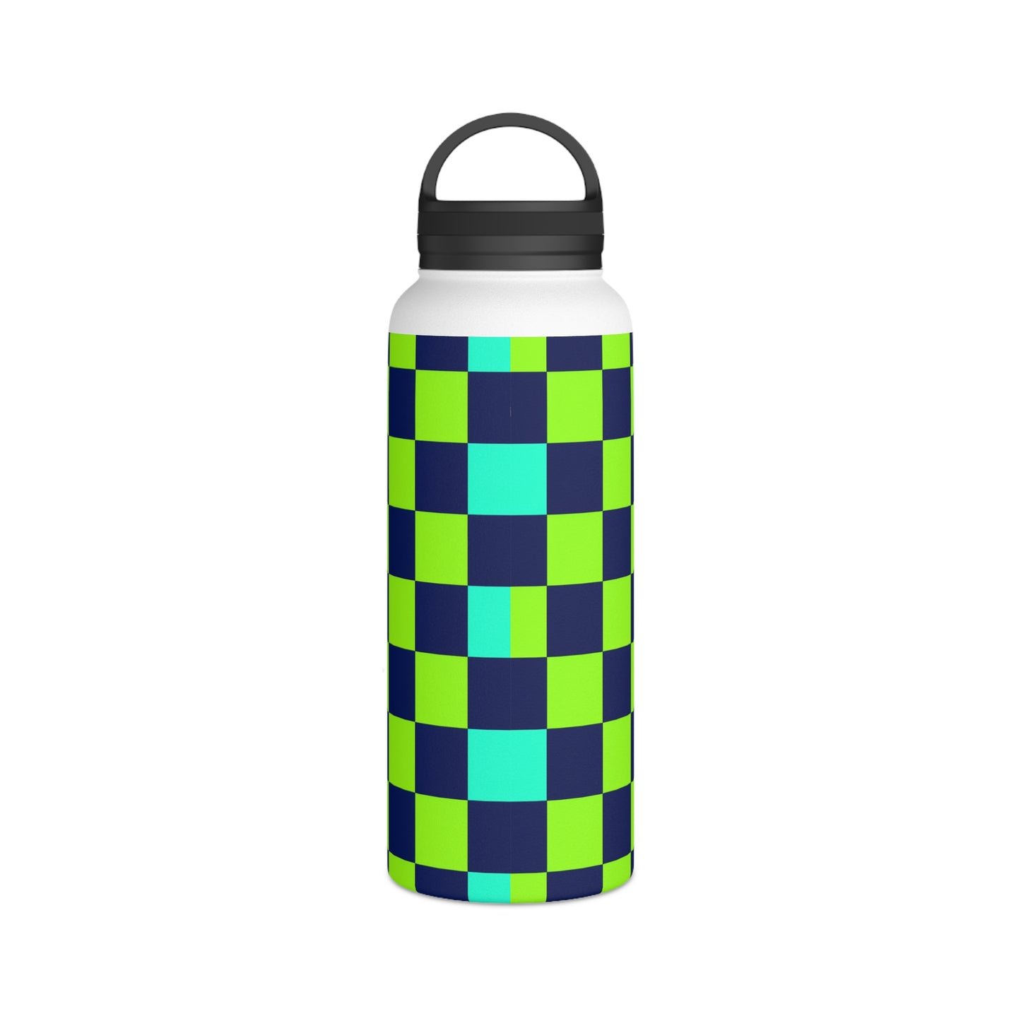 Shades Mascot Checkered Surface Beach Volleyball Club Stainless Steel Water Bottle, Handle Lid