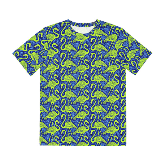 Flamingo Party Mascot Surface Beach Volleyball Club Men's Polyester Tee (AOP)