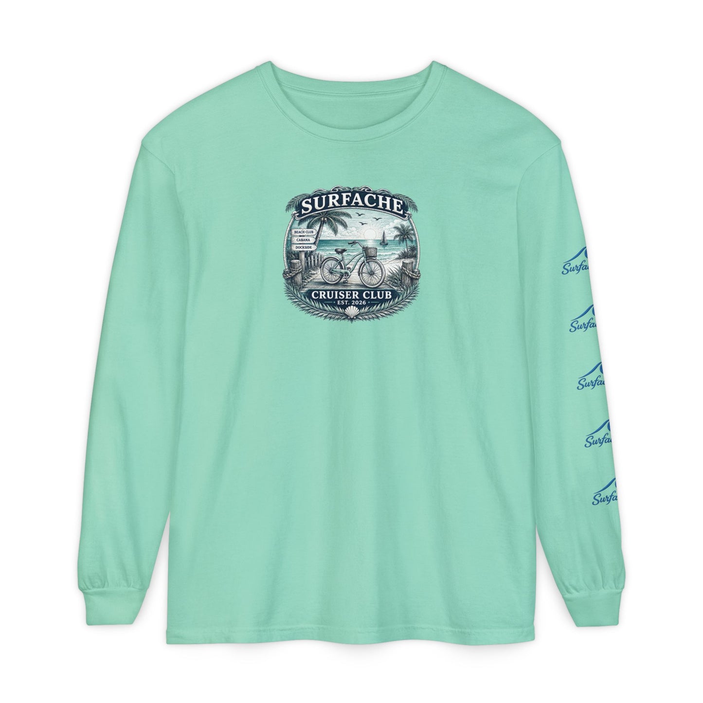 Surfache Cruiser Club Long Sleeve T-Shirt — Bike & Beach Graphic