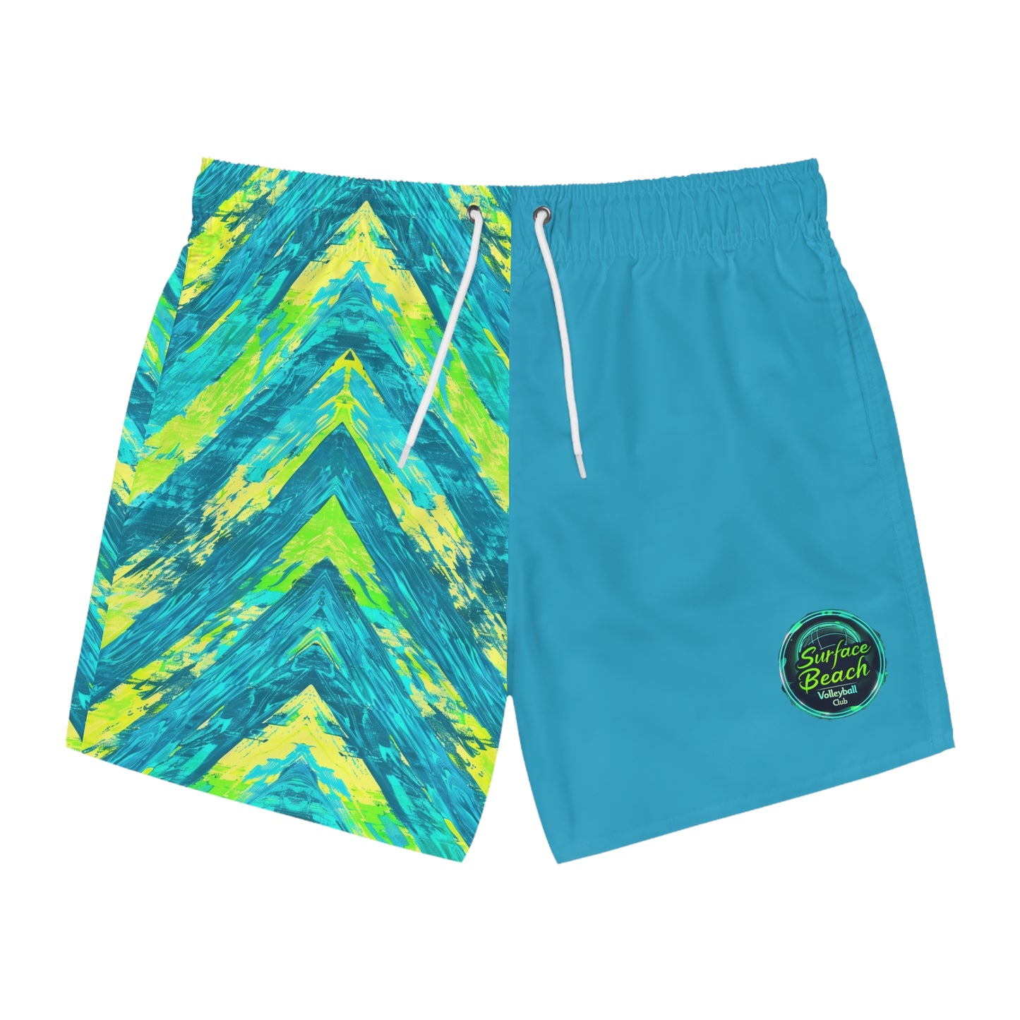 Chevron Icon Color Block Surface Beach Volleyball Club Modern Swim Trunks