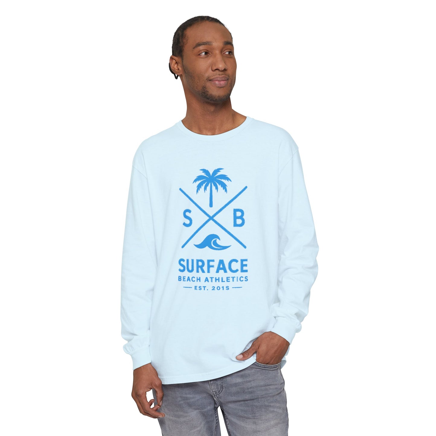 Surface Beach Athletics Long Sleeve Tee — Palm & Wave Graphic Shirt