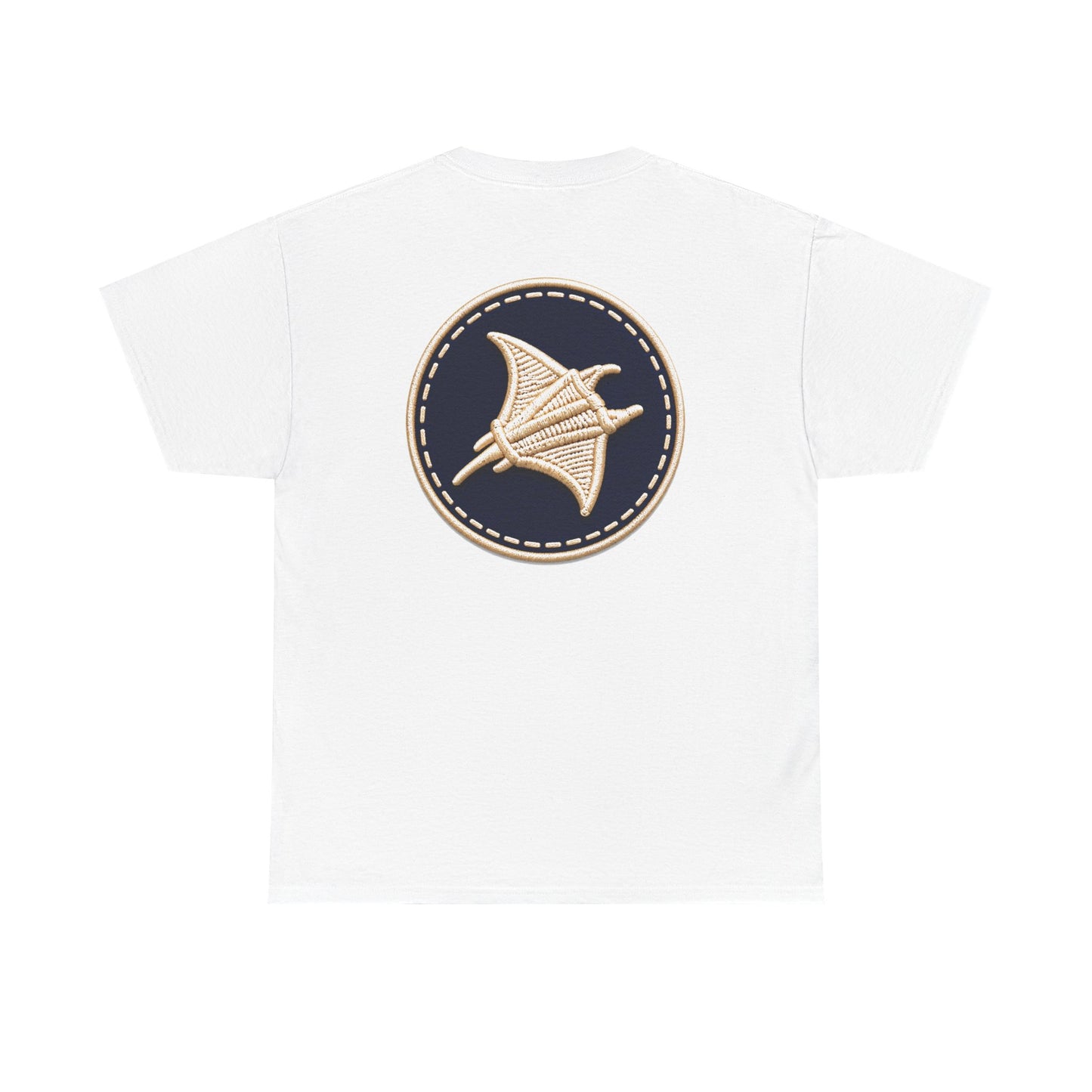 Surfache Logo Tee — Retro Script Front & Manta Ray Patch Back