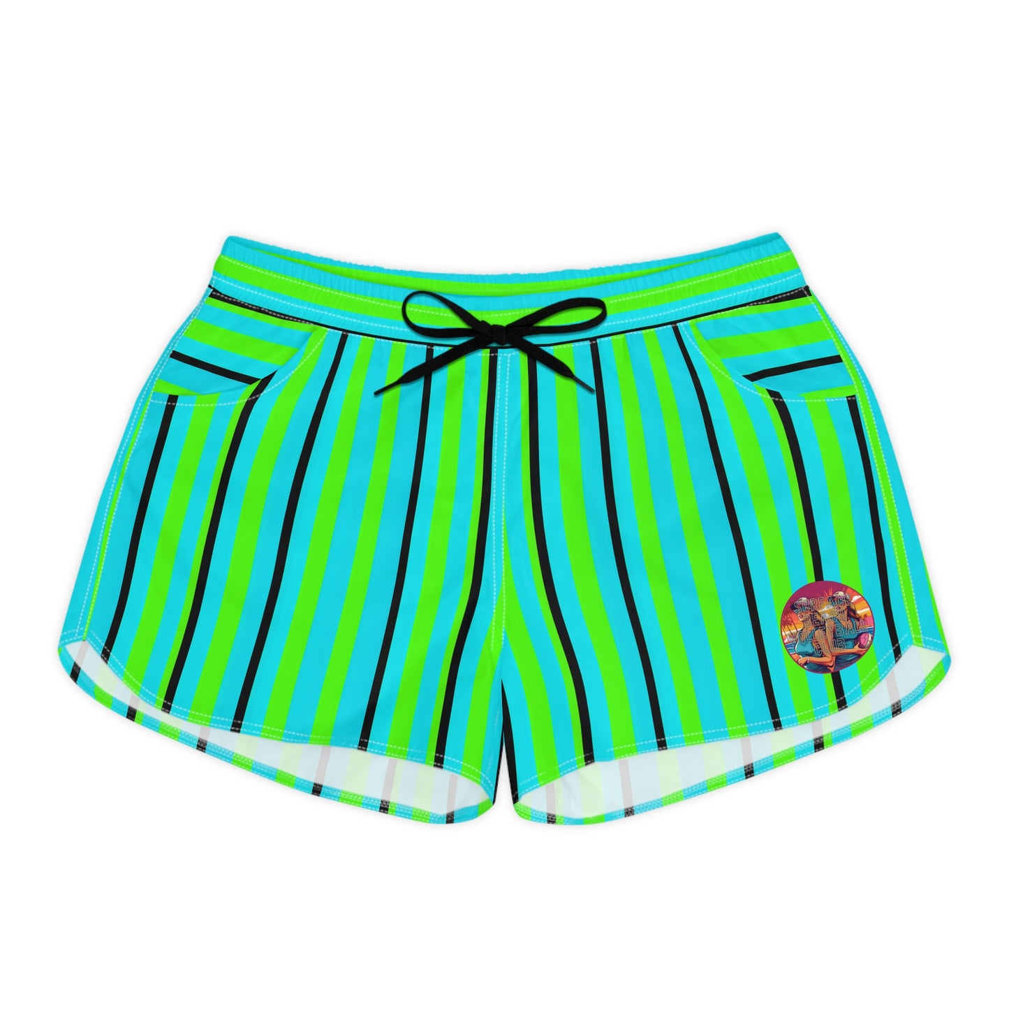 Surface Beach Volleyball Club Striped Logo Cover Up Women's Casual Shorts (AOP)