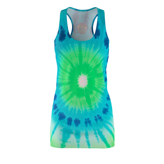 Surface Beach Volleyball Club Tie Dye Designer Women's Cut & Sew Racerback Cover Up Dress Louis IV Collection