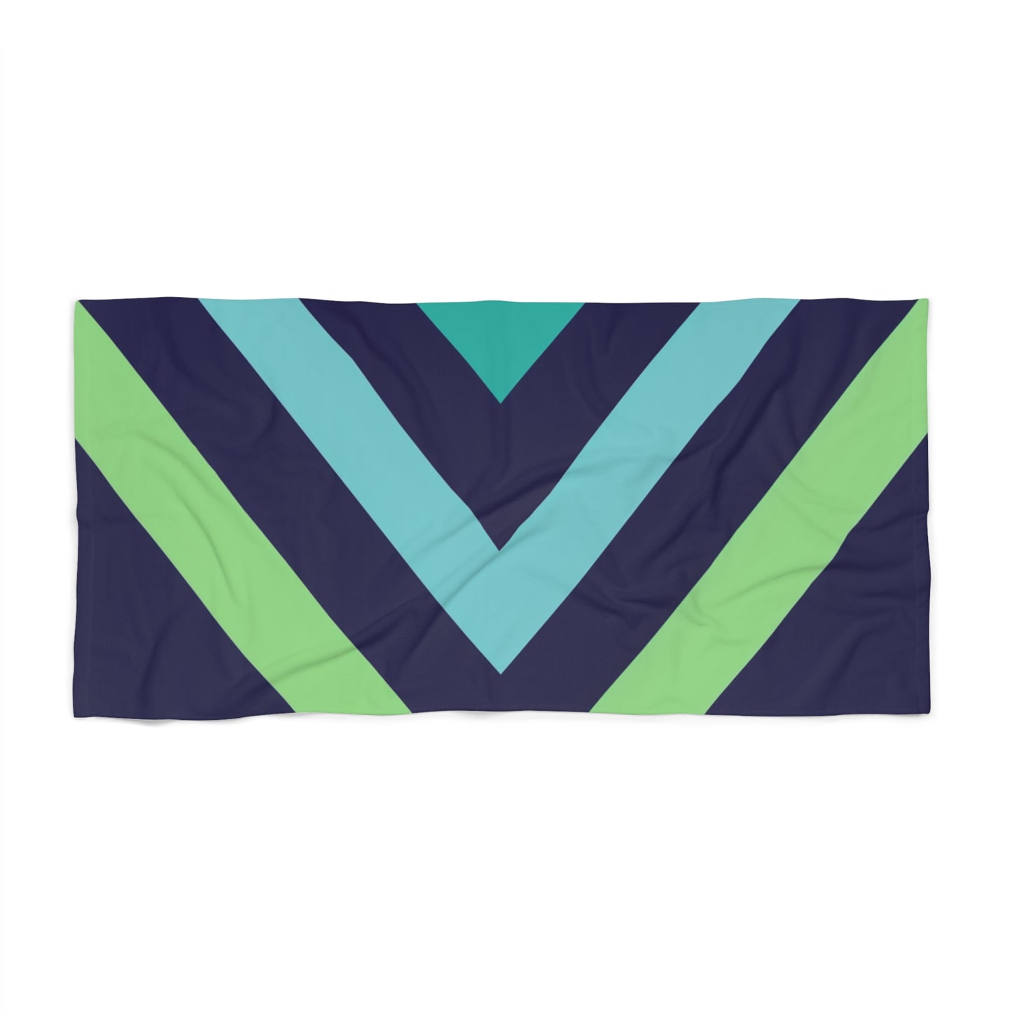 Chevron Stripes Beach Towel — Navy, Teal & Lime Summer Towel