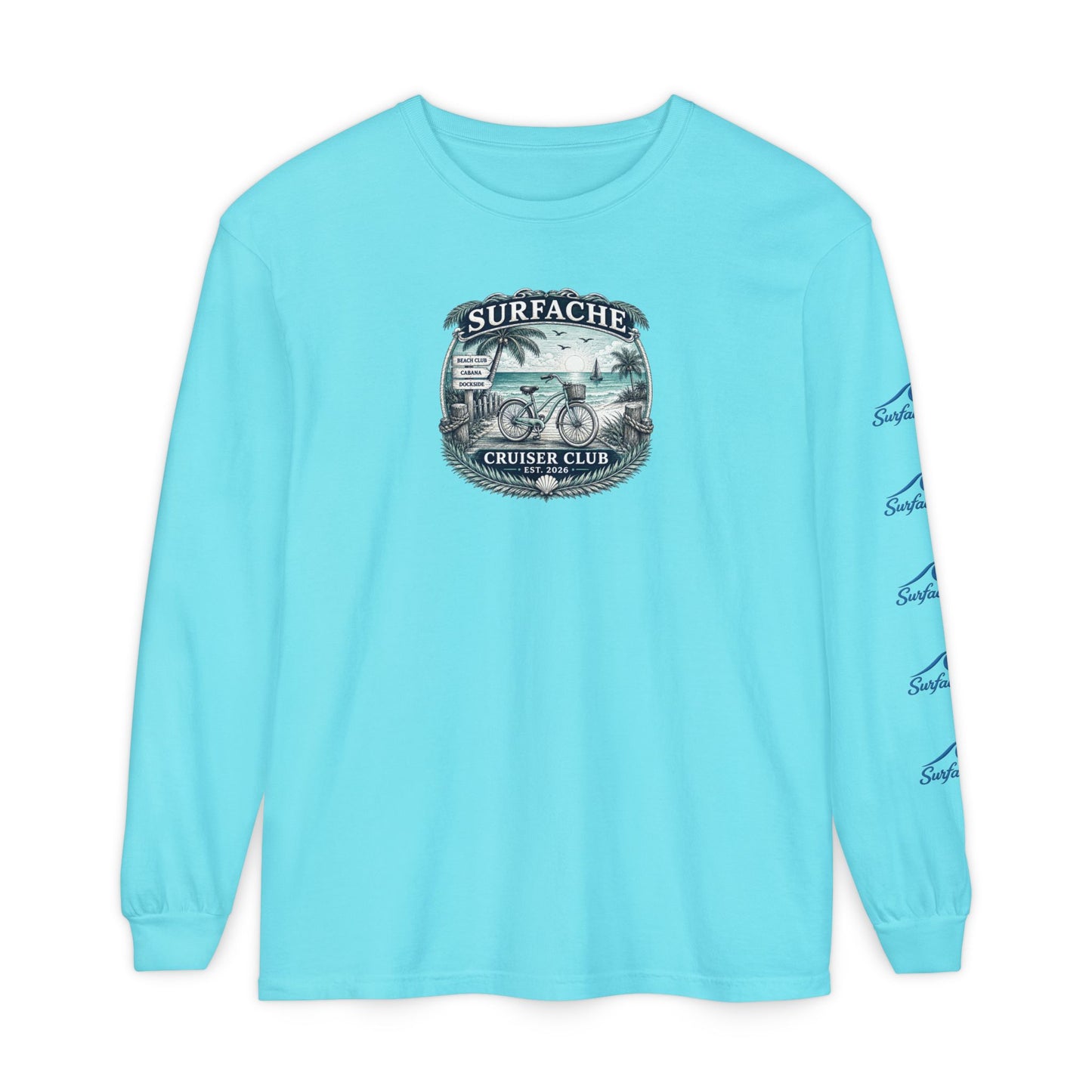 Surfache Cruiser Club Long Sleeve T-Shirt — Bike & Beach Graphic