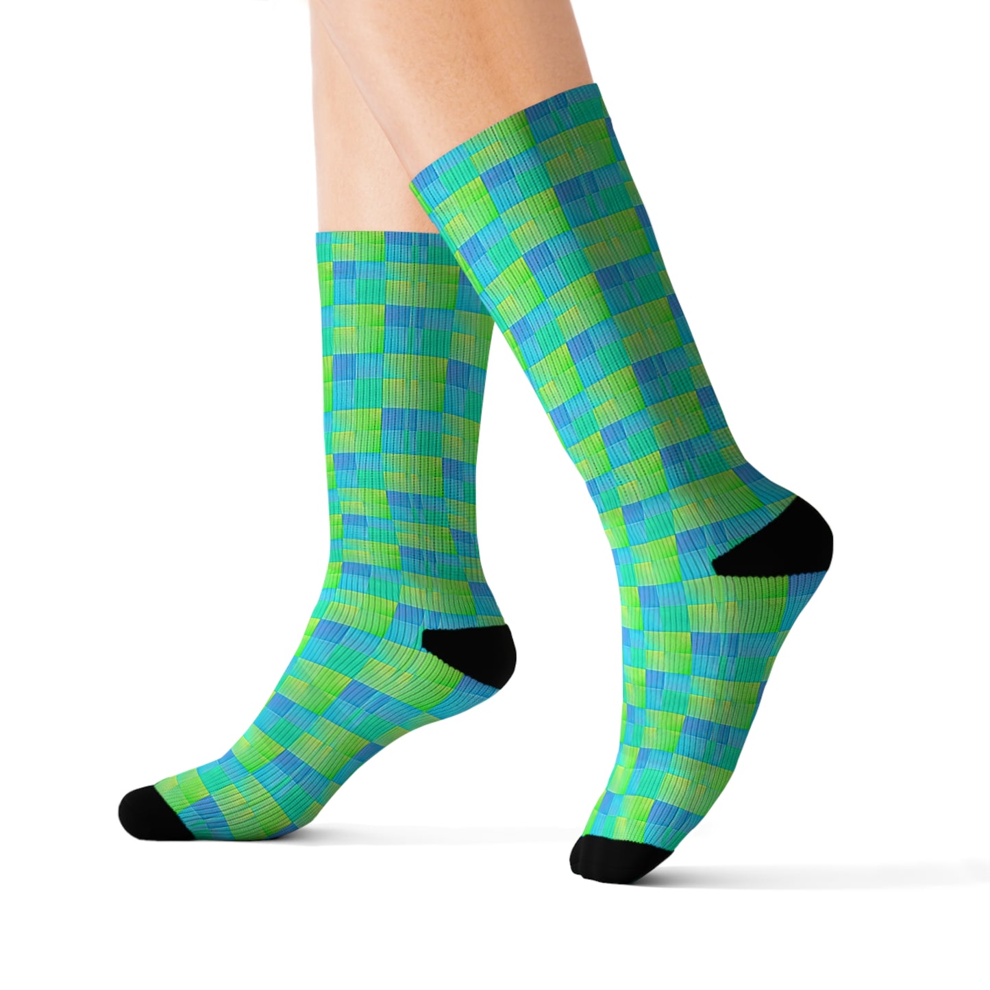 Moda Urbano Checkerboard Breathe-able Moisture Wicking Performance Printed Fashion Sublimation Socks