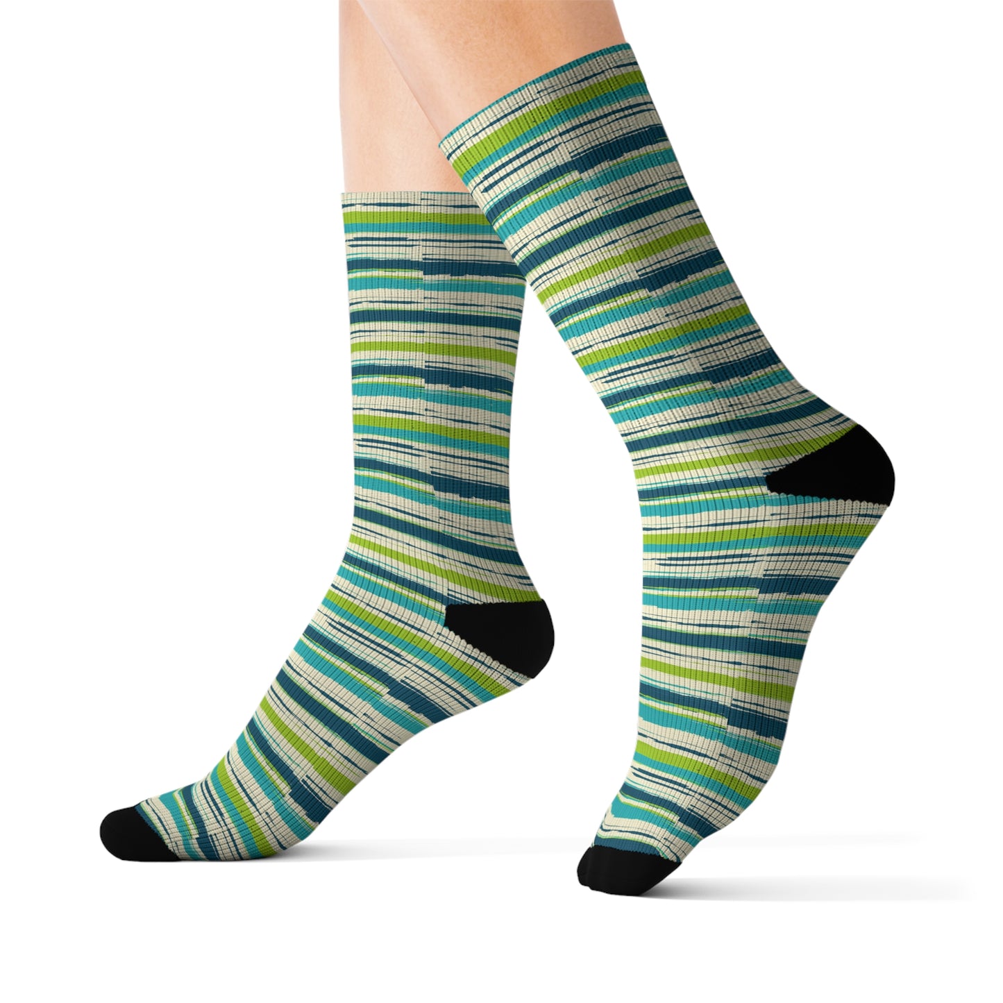 Striped Breatheable Moisture Wicking Performance Printed Fashion Sublimation Socks