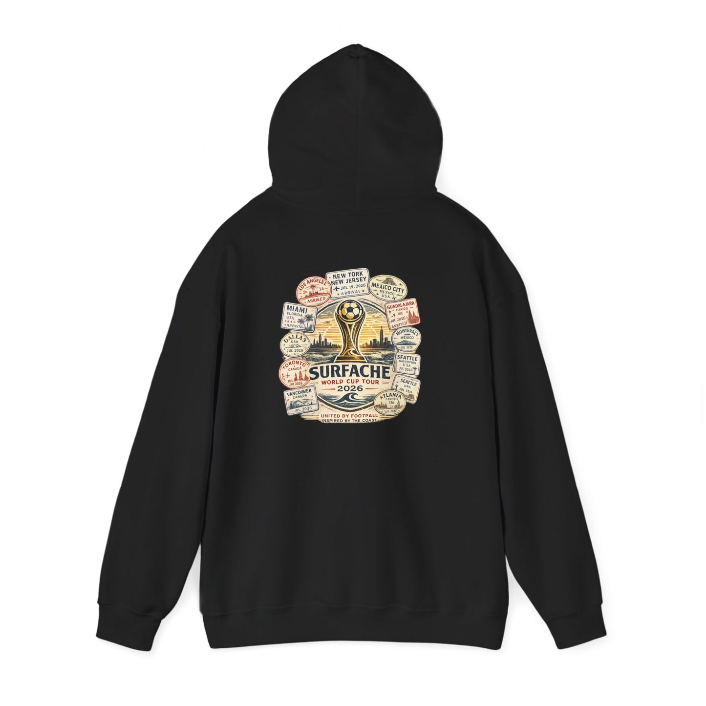 Surfache World Cup Wave Hoodie — Vintage Surf Patch Graphic Hooded Sweatshirt