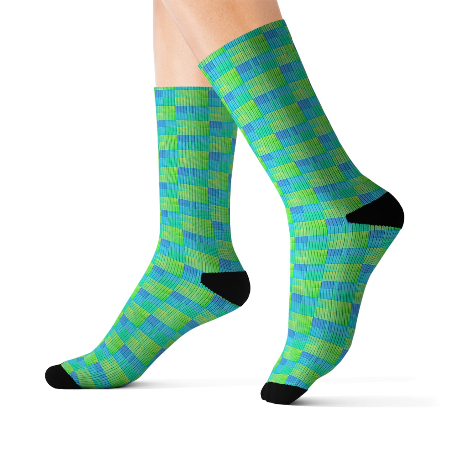 Moda Urbano Checkerboard Breathe-able Moisture Wicking Performance Printed Fashion Sublimation Socks