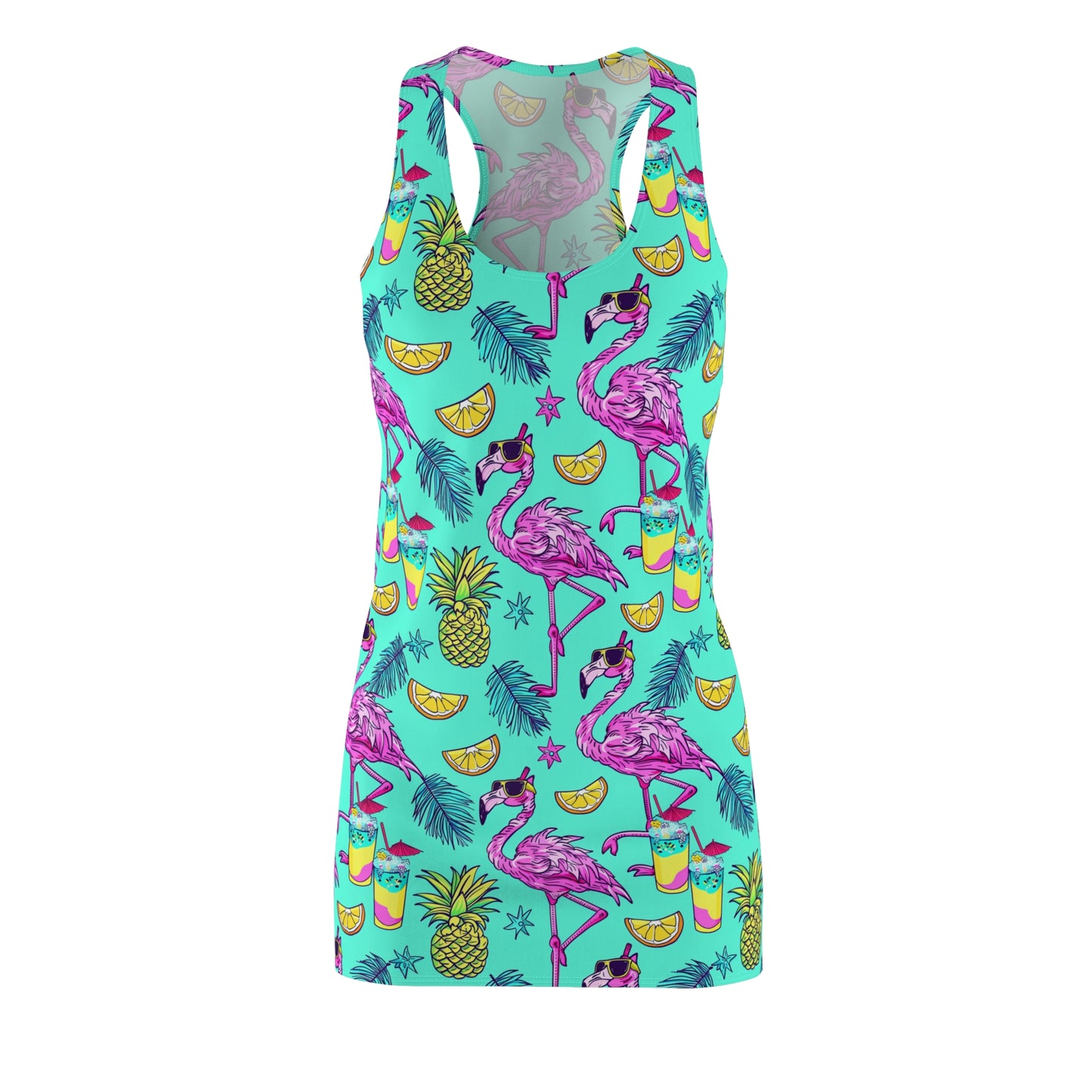 Flamingo Party Surface Beach Volleyball Club Cover Up Racerback Dress