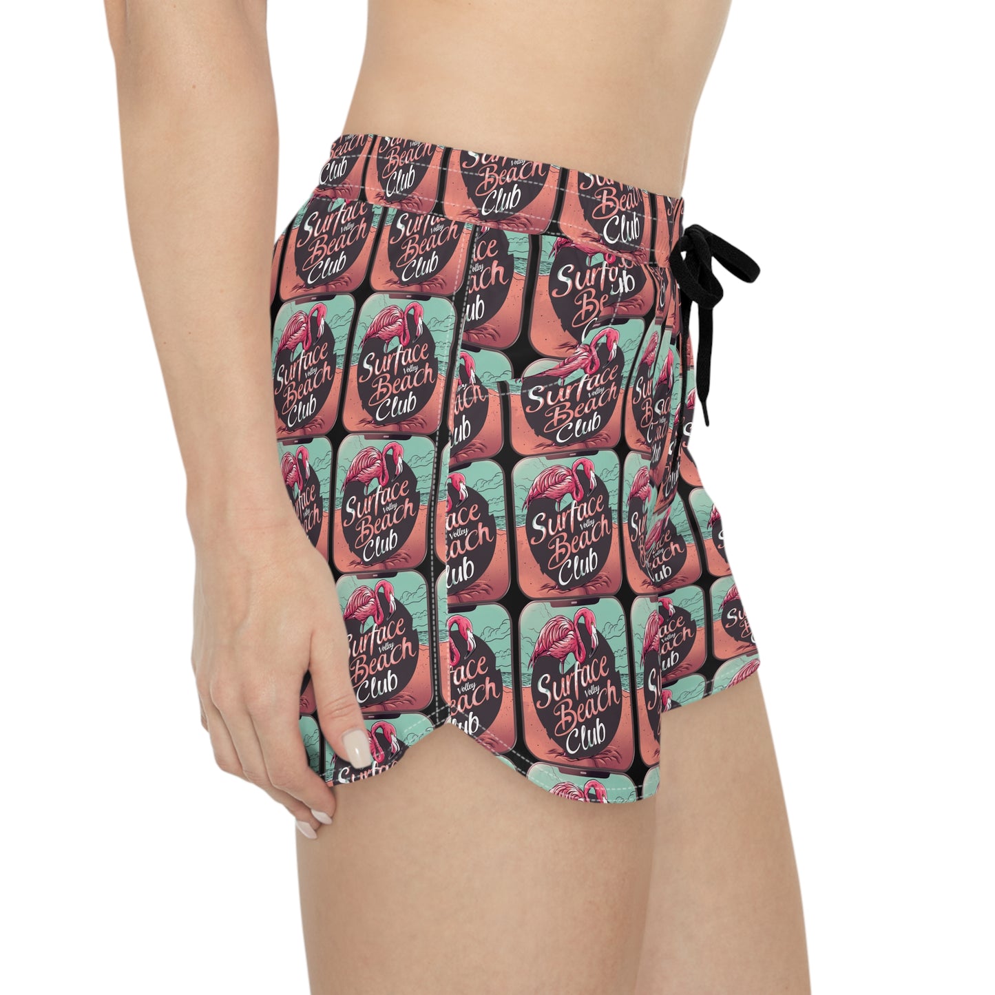 Flamingo Icon Surface Beach Volleyball Club Cover Up Women's Casual Shorts (AOP)