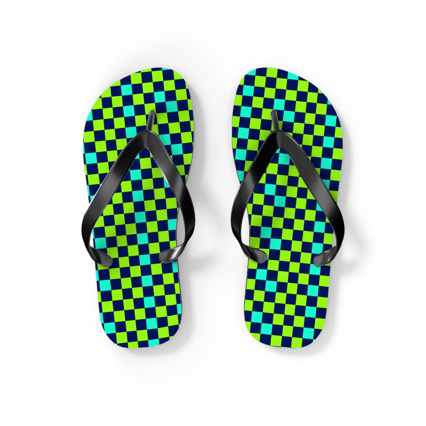 Checkerboard Surface Beach Volleyball Club Designer Flip Flops