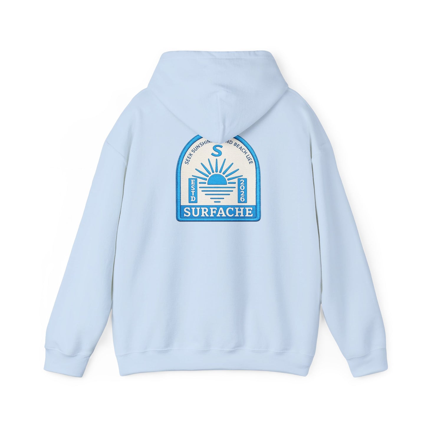 Surfache Vintage Badge Hoodie — Coastal Sunset Surf Brand Sweatshirt