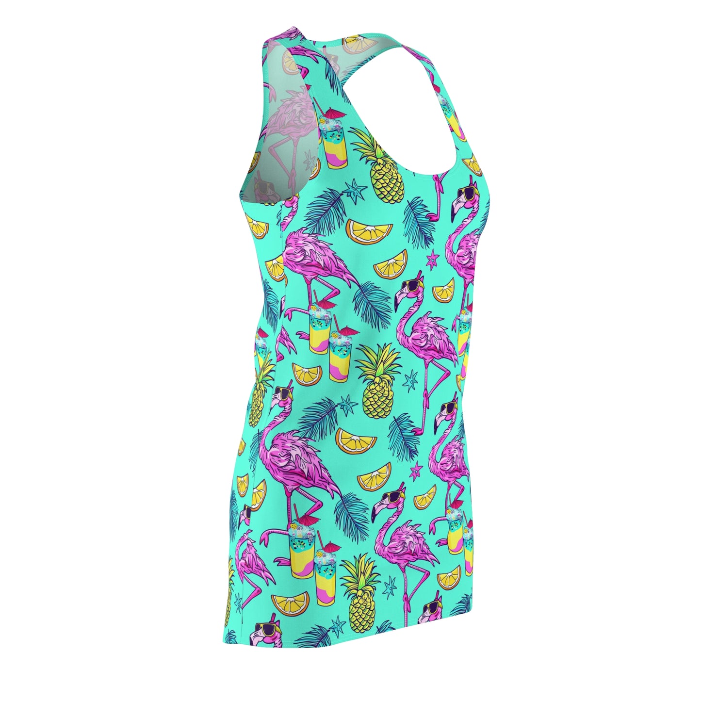 Flamingo Party Surface Beach Volleyball Club Cover Up Racerback Dress