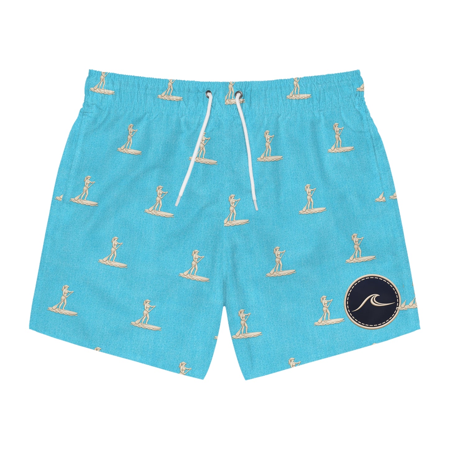 Surfache Men's Surfboard Print Swim Trunks –Retro Beach Shorts